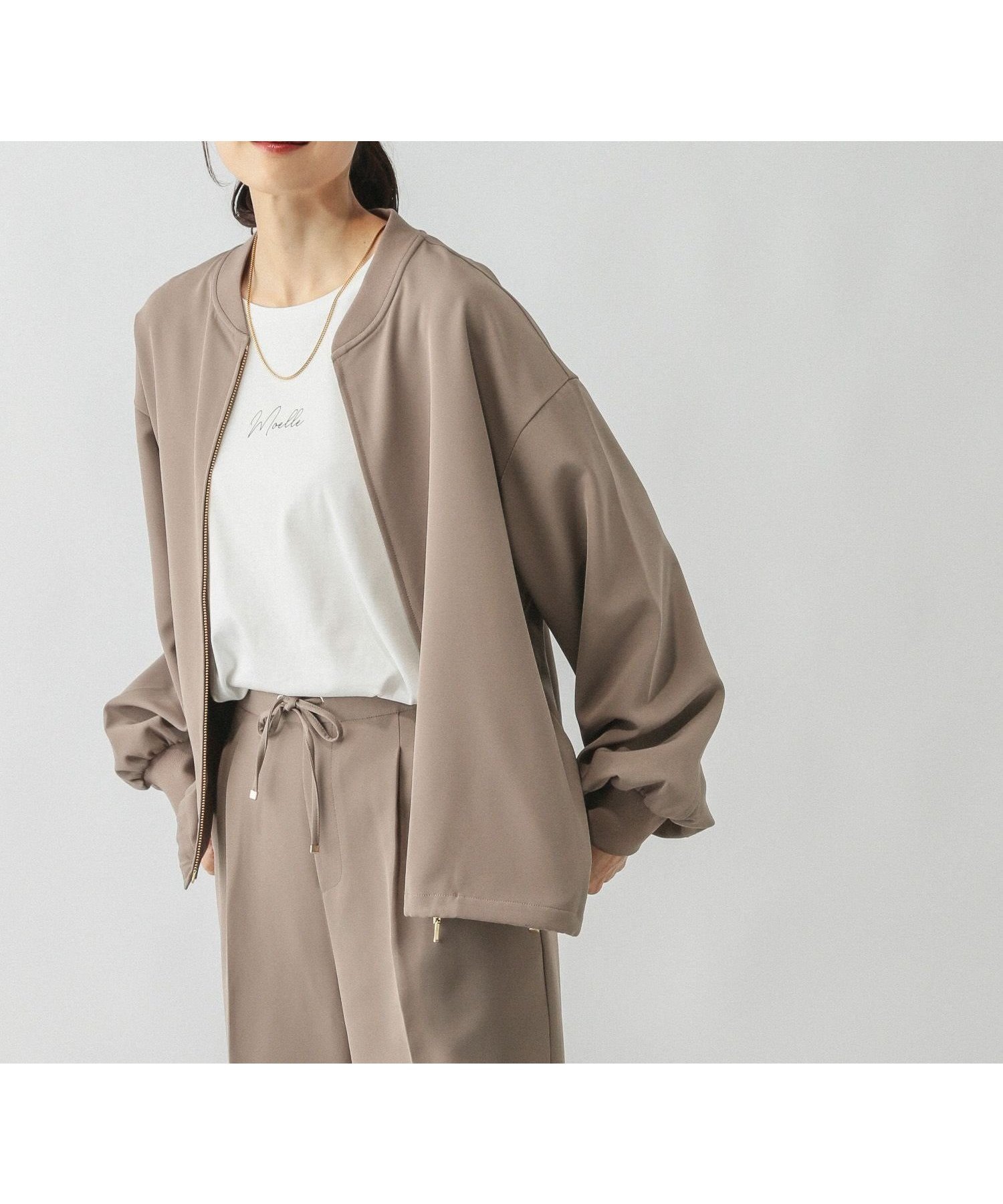 【グローバルワーク/GLOBAL WORK】のWクロスZIPブルゾン/576803 インテリア・キッズ・メンズ・レディースファッション・服の通販 founy(ファニー) 　ファッション　Fashion　レディースファッション　Fashion for Women　アウター　Coat / Outerwear Collection　ブルゾンジャケット・スポーティアウター　Blouson Jackets　おすすめ　Recommended / Our Picks　ジップ　Zip, Zipper　ストレッチ　Stretch, Stretchy Fabric　デニム　Denim, Jeans Material　フレア　Flare, Flared　ブルゾン　Blouson, Bomber Jacket　エレガント 上品　Elegant　モカ56|ID: prp329100004630274 ipo3291000000033302276