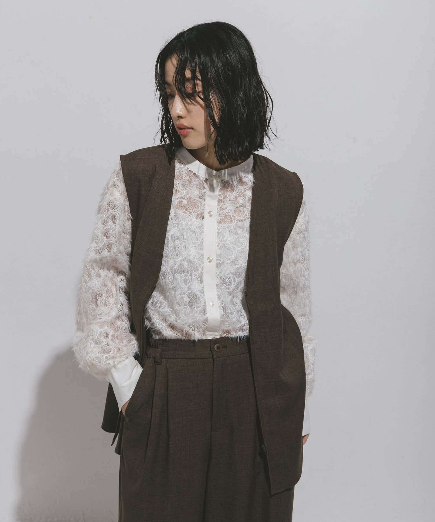 【レプシィム ローリーズファーム/LEPSIM LOWRYS FARM】のハニカムドビーベスト インテリア・キッズ・メンズ・レディースファッション・服の通販 founy(ファニー) 　ファッション　Fashion　レディースファッション　Fashion for Women　アウター　Coat / Outerwear Collection　トップス・カットソー　Cut & Sew Tops　ベスト&ジレ / 重ね着スタイル　Vests & Gilets　インナー　Innerwear　キャミソール　Camisole, Spaghetti Strap Top　シアー　Sheer, See-Through　セットアップ　Set-Up, Coordinated Outfit　タンク　Tank Top, Sleeveless Top　ベスト　Vest, Waistcoat　長袖　Long Sleeve, Full Sleeve　モカーキ53|ID: prp329100004630317 ipo3291000000033631764