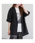 【ルディックパーク/LUDIC PARK】のパウダーサテンテーラードジャケット 人気、トレンドファッション・服の通販 founy(ファニー) ファッション Fashion レディースファッション Fashion for Women アウター Coat / Outerwear Collection レディースジャケット・軽アウター Jackets テーラードジャケット / 通勤・きれいめスタイル Tailored Jackets & Blazers おすすめ Recommended / Our Picks サテン Satin, Glossy Fabric ジャケット Jacket, Outerwear デニム Denim, Jeans Material パウダー Powder, Soft Tone ポケット Pocket, Pocket Detail ワイド Wide, Wide Fit 半袖 Short Sleeve, Half Sleeve thumbnail 黒|ID: prp329100004630319 ipo3291000000033672642