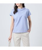 【ニューヨーカー/NEWYORKER】のカラードストライプ ロールカラーフレンチスリーブブラウス 人気、トレンドファッション・服の通販 founy(ファニー) ファッション Fashion レディースファッション Fashion for Women トップス・カットソー Cut & Sew Tops シャツ・ブラウス・オフィスカジュアル Elegant Blouses & Button-Ups 春 Spring ストライプ Stripe, Striped Pattern ブロード Broadcloth, Fine Cotton リラックス Relax, Relaxed Fit S/S・春夏 SS, Spring/Summer, Warm Season 夏 Summer エレガント 上品 Elegant thumbnail ブルー|ID: prp329100004630496 ipo3291000000033559887