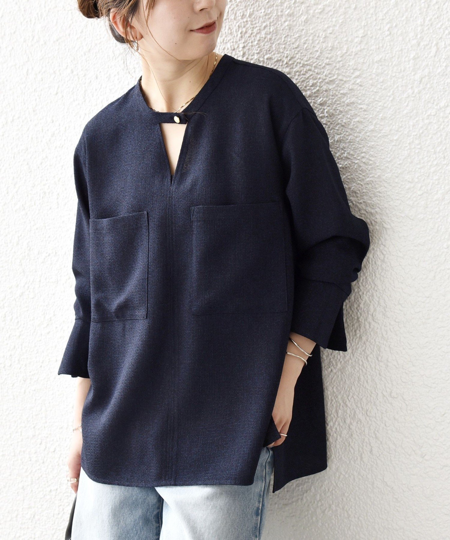 【シップス フォー ウィメン/SHIPS】のSHIPS any 洗濯機可能 ツイード ライク ポケット ブラウス NAVY BLUE インテリア・キッズ・メンズ・レディースファッション・服の通販 founy(ファニー) 　ファッション　Fashion　レディースファッション　Fashion for Women　トップス・カットソー　Cut & Sew Tops　シャツ・ブラウス・オフィスカジュアル　Elegant Blouses & Button-Ups　洗える　Machine Washable　スキッパー　Skipper, Open Collar　セットアップ　Set-Up, Coordinated Outfit　ツイード　Twill, Twill Weave　ポケット　Pocket, Pocket Detail　おすすめ　Recommended / Our Picks　エレガント 上品　Elegant　セレモニー　Ceremony　ビジネス 仕事 通勤　Business / Work / Commuting　2025年　2025　2025-2026秋冬・A/W　Autumn/Winter 2025–26 AW25–26　ネイビー|ID: prp329100004630501 ipo3291000000033458717
