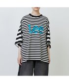 【フラボア/FRAPBOIS】のLee×FRAPBOIS BIGTシャツ 人気、トレンドファッション・服の通販 founy(ファニー) ファッション Fashion レディースファッション Fashion for Women トップス・カットソー Cut & Sew Tops シャツ・ブラウス・オフィスカジュアル Elegant Blouses & Button-Ups ロングTシャツ・Tシャツ Longline T-Shirts & Tees デニム Denim, Jeans Material フロント Front, Front Design プリント Print, Printed Pattern ボーダー Border, Stripe thumbnail ブラック|ID: prp329100004630547 ipo3291000000033572633