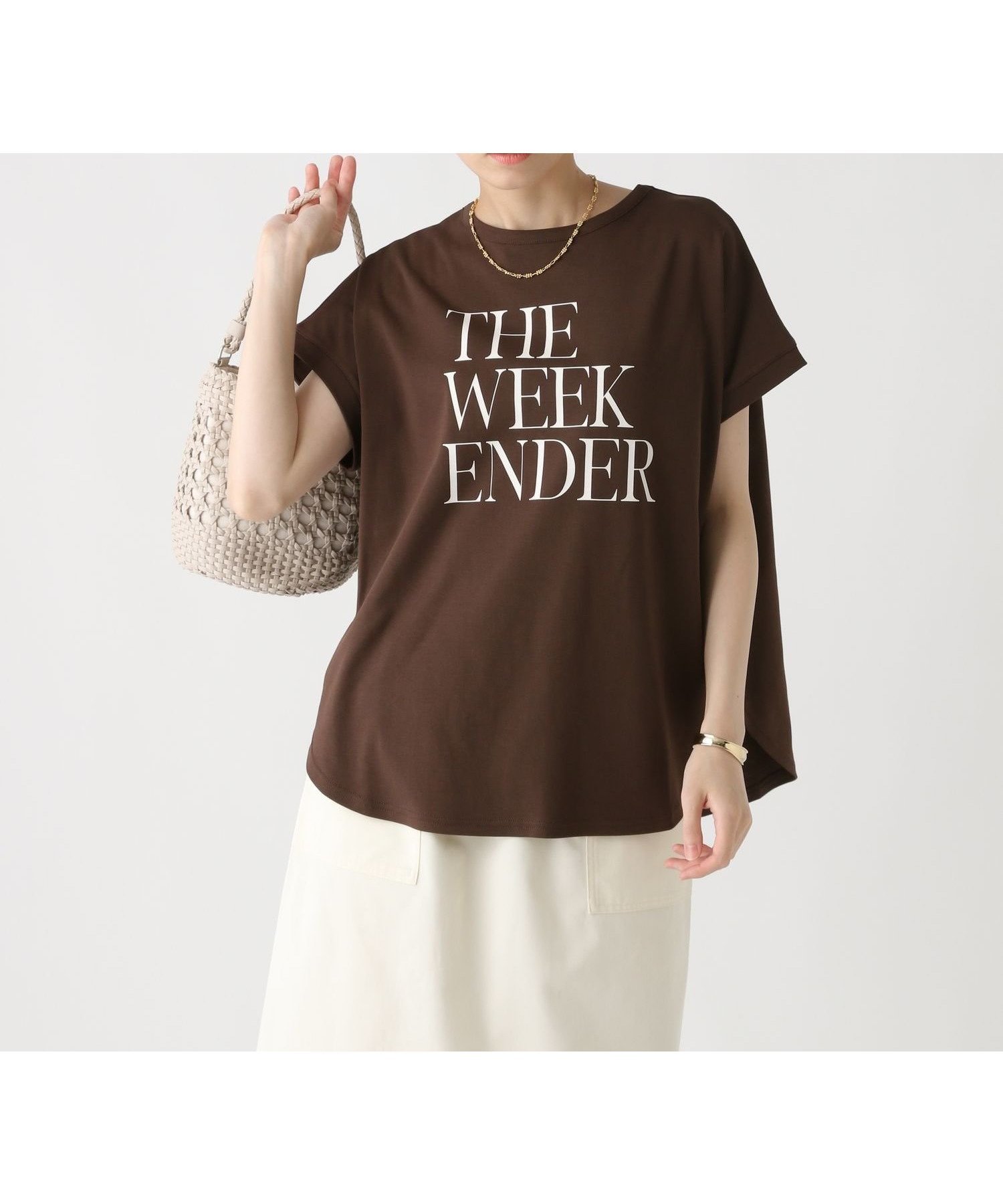 【エルーラ/Elura】の汗じみ軽減フレンチTシャツ/582764 インテリア・キッズ・メンズ・レディースファッション・服の通販 founy(ファニー) 　ファッション　Fashion　レディースファッション　Fashion for Women　トップス・カットソー　Cut & Sew Tops　シャツ・ブラウス・オフィスカジュアル　Elegant Blouses & Button-Ups　ロングTシャツ・Tシャツ　Longline T-Shirts & Tees　スリーブ　Sleeve, Long Sleeve / Short Sleeve　タイトスカート　Pencil Skirt, Tight Skirt　デニム　Denim, Jeans Material　フレア　Flare, Flared　フレンチ　French, French Style　リラックス　Relax, Relaxed Fit　ワイド　Wide, Wide Fit　夏　Summer　ブラウン55|ID: prp329100004630583 ipo3291000000033633370