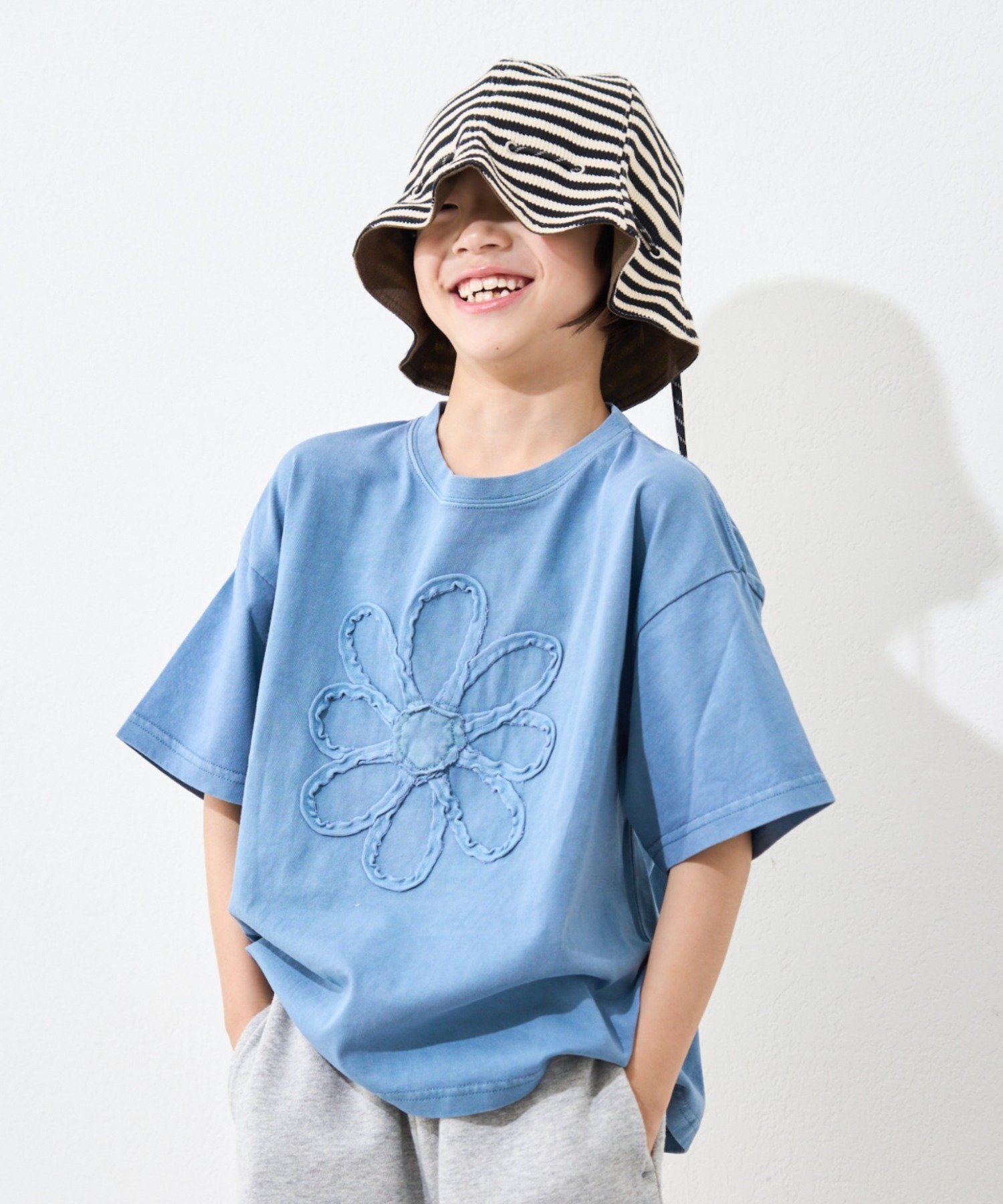 【チャオパニックティピー/CIAOPANIC TYPY / KIDS】の【WEB限定】【KIDS】ピグメント加工フラワーロープTee インテリア・キッズ・メンズ・レディースファッション・服の通販 founy(ファニー) 　ファッション　Fashion　キッズファッション　Fashion for Kids　おすすめ　Recommended / Our Picks　インナー　Innerwear　サロペット　Overalls, Salopette　ショート　Short, Short Length　デニム　Denim, Jeans Material　フラワー　Flower, Floral　夏　Summer　ブルー|ID: prp329100004630643 ipo3291000000033461887
