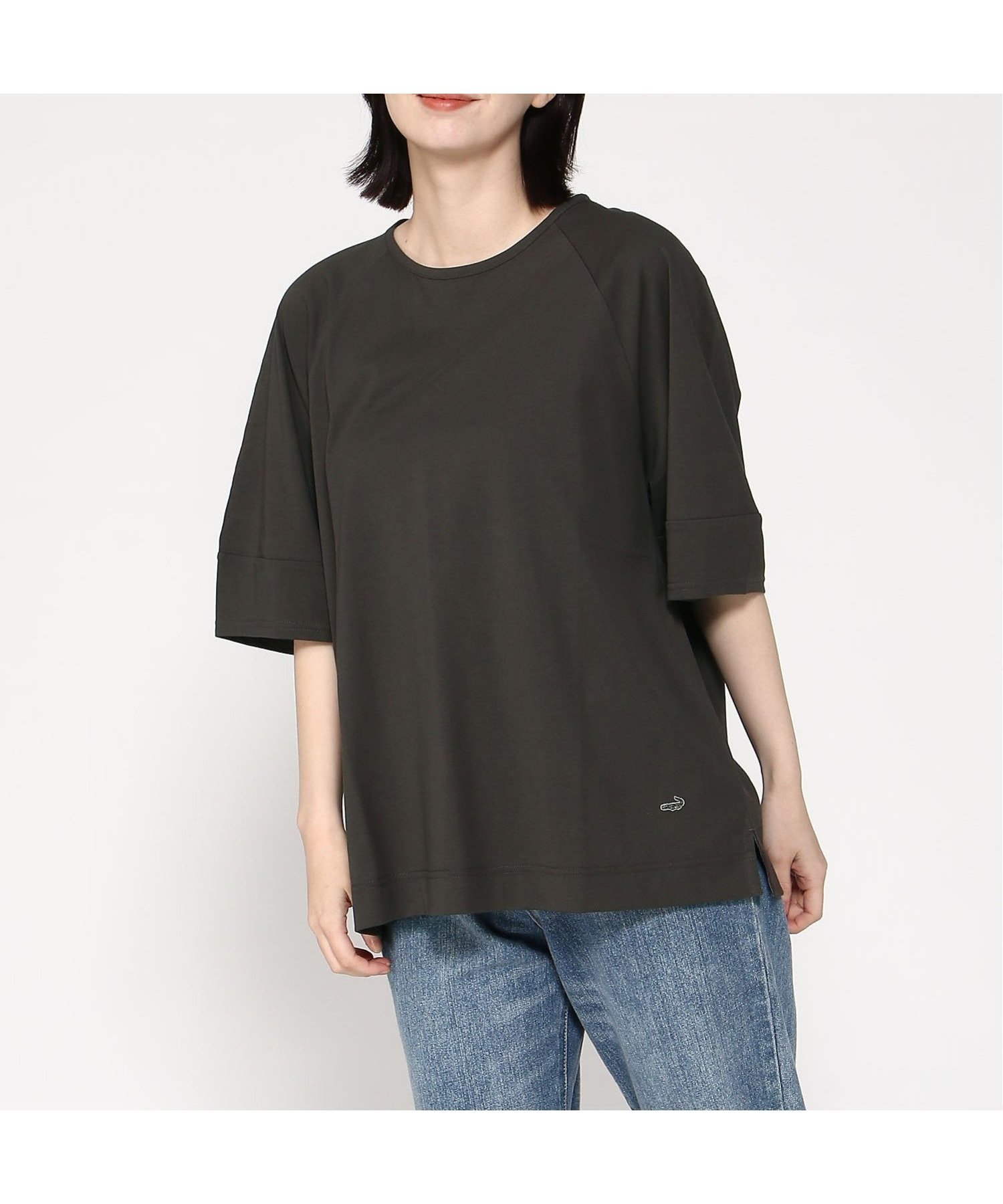 【クロコダイル/CROCODILE】のプレーティング天竺 ラグラン Tシャツ インテリア・キッズ・メンズ・レディースファッション・服の通販 founy(ファニー) 　ファッション　Fashion　レディースファッション　Fashion for Women　トップス・カットソー　Cut & Sew Tops　シャツ・ブラウス・オフィスカジュアル　Elegant Blouses & Button-Ups　ロングTシャツ・Tシャツ　Longline T-Shirts & Tees　無地　Plain, Solid Color　チャコール|ID: prp329100004630671 ipo3291000000033672371