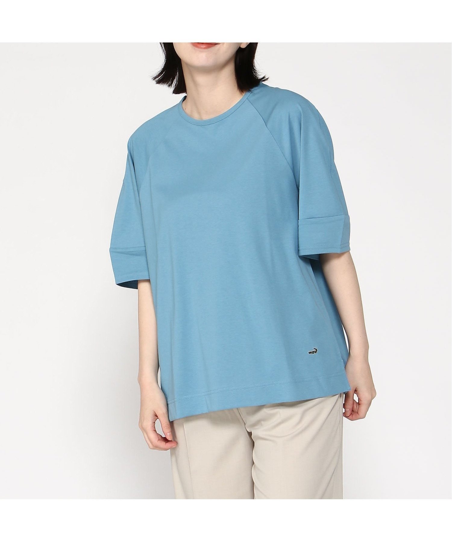 【クロコダイル/CROCODILE】のプレーティング天竺 ラグラン Tシャツ インテリア・キッズ・メンズ・レディースファッション・服の通販 founy(ファニー) 　ファッション　Fashion　レディースファッション　Fashion for Women　トップス・カットソー　Cut & Sew Tops　シャツ・ブラウス・オフィスカジュアル　Elegant Blouses & Button-Ups　ロングTシャツ・Tシャツ　Longline T-Shirts & Tees　無地　Plain, Solid Color　ブルー|ID: prp329100004630671 ipo3291000000033672372