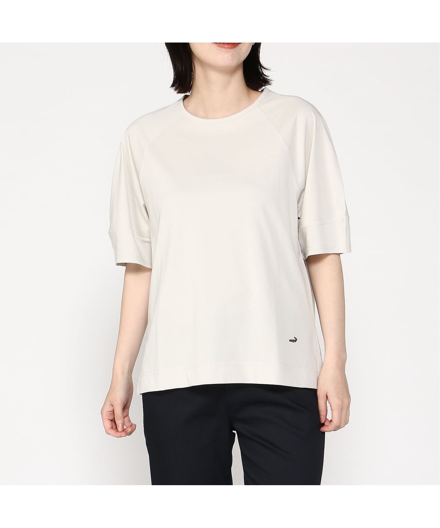 【クロコダイル/CROCODILE】のプレーティング天竺 ラグラン Tシャツ インテリア・キッズ・メンズ・レディースファッション・服の通販 founy(ファニー) 　ファッション　Fashion　レディースファッション　Fashion for Women　トップス・カットソー　Cut & Sew Tops　シャツ・ブラウス・オフィスカジュアル　Elegant Blouses & Button-Ups　ロングTシャツ・Tシャツ　Longline T-Shirts & Tees　無地　Plain, Solid Color　ライトグレー|ID: prp329100004630671 ipo3291000000033672373