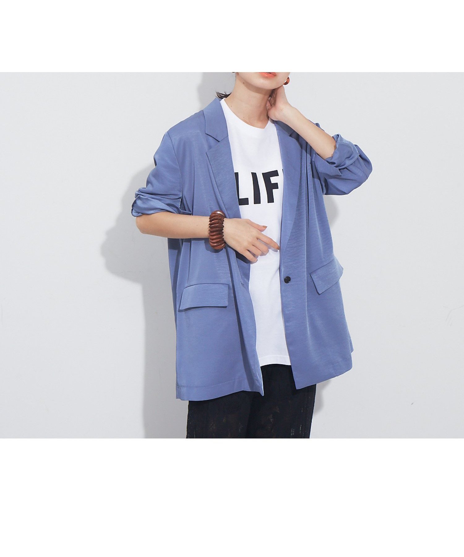 【ノミネ/NOMINE】のスリットスリーブルーズジャケット インテリア・キッズ・メンズ・レディースファッション・服の通販 founy(ファニー) 　ファッション　Fashion　レディースファッション　Fashion for Women　アウター　Coat / Outerwear Collection　レディースジャケット・軽アウター　Jackets　おすすめ　Recommended / Our Picks　とろみ　Fluid, Flowy Fabric　ジャケット　Jacket, Outerwear　スラックス　Slacks, Dress Pants　スリット　Slit, Slit Detail　トレンド　Trend, Trending Now　ハーフ　Half, Half-Length　ボトム　Bottoms, Lower Wear　ルーズ　Loose, Oversized　夏　Summer　春　Spring　S/S・春夏　SS, Spring/Summer, Warm Season　ブルーグレー|ID: prp329100004631239 ipo3291000000033634480