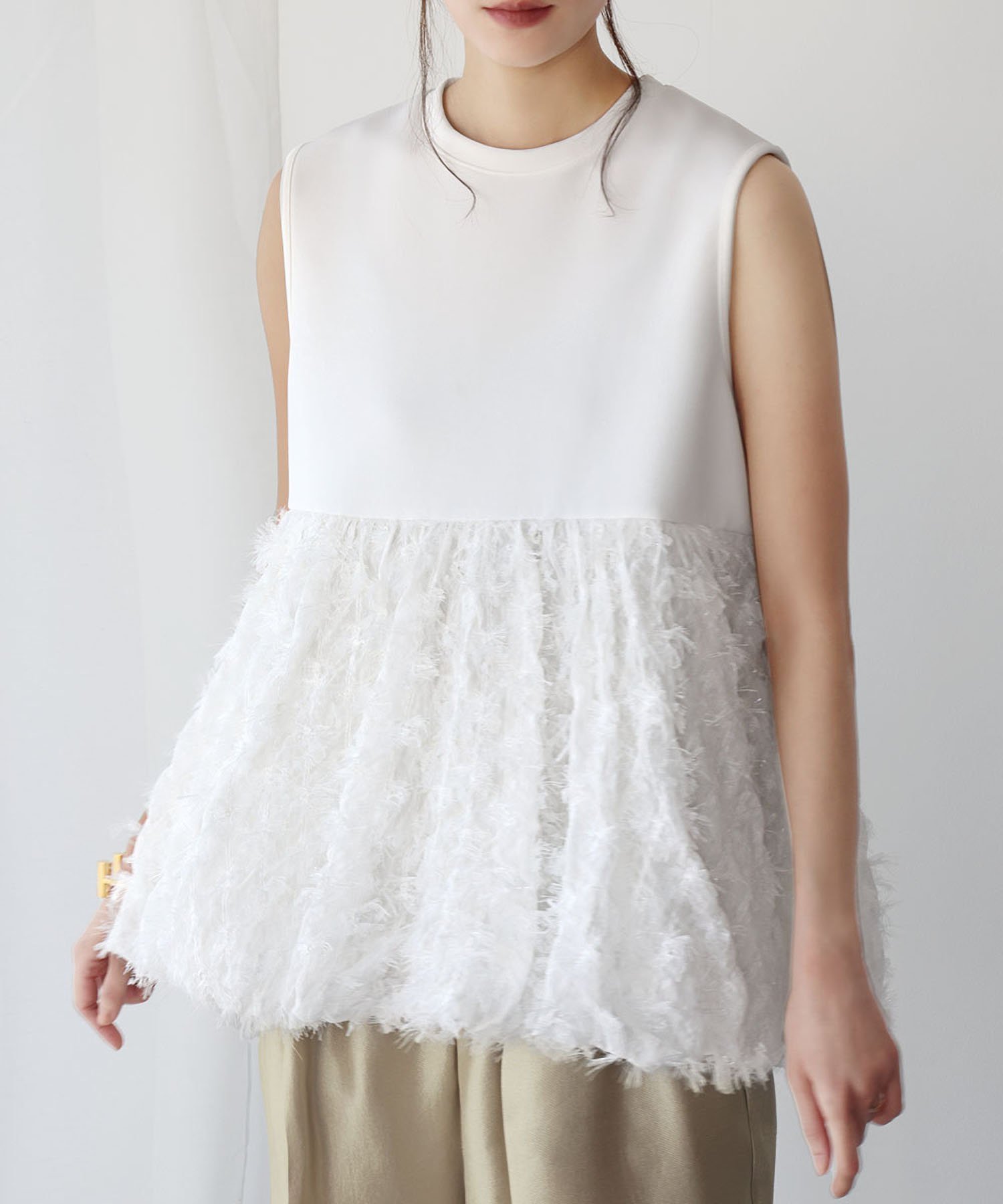 【ガール/GIRL】のカットジャガードドッキングカットソー インテリア・キッズ・メンズ・レディースファッション・服の通販 founy(ファニー) 　ファッション　Fashion　レディースファッション　Fashion for Women　トップス・カットソー　Cut & Sew Tops　カットソー・ベーシックTシャツ　Cut-and-Sewn Tops / Stretch Tees & Basics　おすすめ　Recommended / Our Picks　シンプル　Simple, Minimal　スラックス　Slacks, Dress Pants　デニム　Denim, Jeans Material　ドッキング　Docking, Mixed Material　バルーン　Balloon, Balloon Silhouette　エレガント 上品　Elegant　OWH|ID: prp329100004631282 ipo3291000000033321615