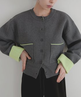 【リアン/Lian】のバイカラーニットカーディガン 人気、トレンドファッション・服の通販 founy(ファニー) ファッション Fashion レディースファッション Fashion for Women トップス・カットソー Cut & Sew Tops ニット Knit Tops & Sweaters カーディガン・羽織り Layered Style Cardigans 再入荷 Restock / Back in Stock 春 Spring |ID:prp329100004631388