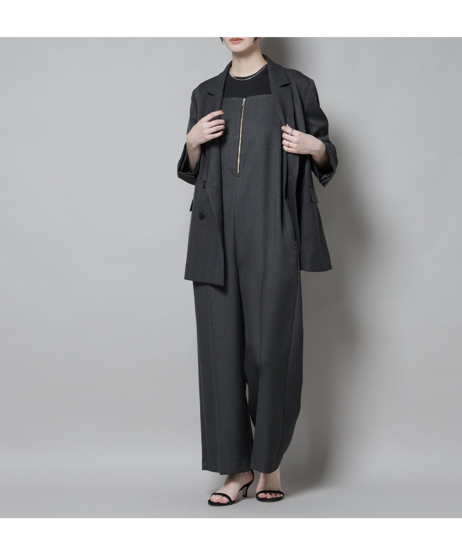 【ナノ ユニバース/nano universe】のツイーディーサロペット インテリア・キッズ・メンズ・レディースファッション・服の通販 founy(ファニー) 　ファッション　Fashion　レディースファッション　Fashion for Women　ワンピース　Dresses　サロペット&オールインワン　Dungarees & Jumpsuit Styles　2025年　2025　2025-2026秋冬・A/W　Autumn/Winter 2025–26 AW25–26　おすすめ　Recommended / Our Picks　サロペット　Overalls, Salopette　シンプル　Simple, Minimal　ジャケット　Jacket, Outerwear　センター　Center, Center Line　トレンド　Trend, Trending Now　バランス　Balance, Style Balance　フロント　Front, Front Design　マニッシュ　Mannish, Boyish　秋　Autumn　チャコール3|ID: prp329100004631399 ipo3291000000033322848