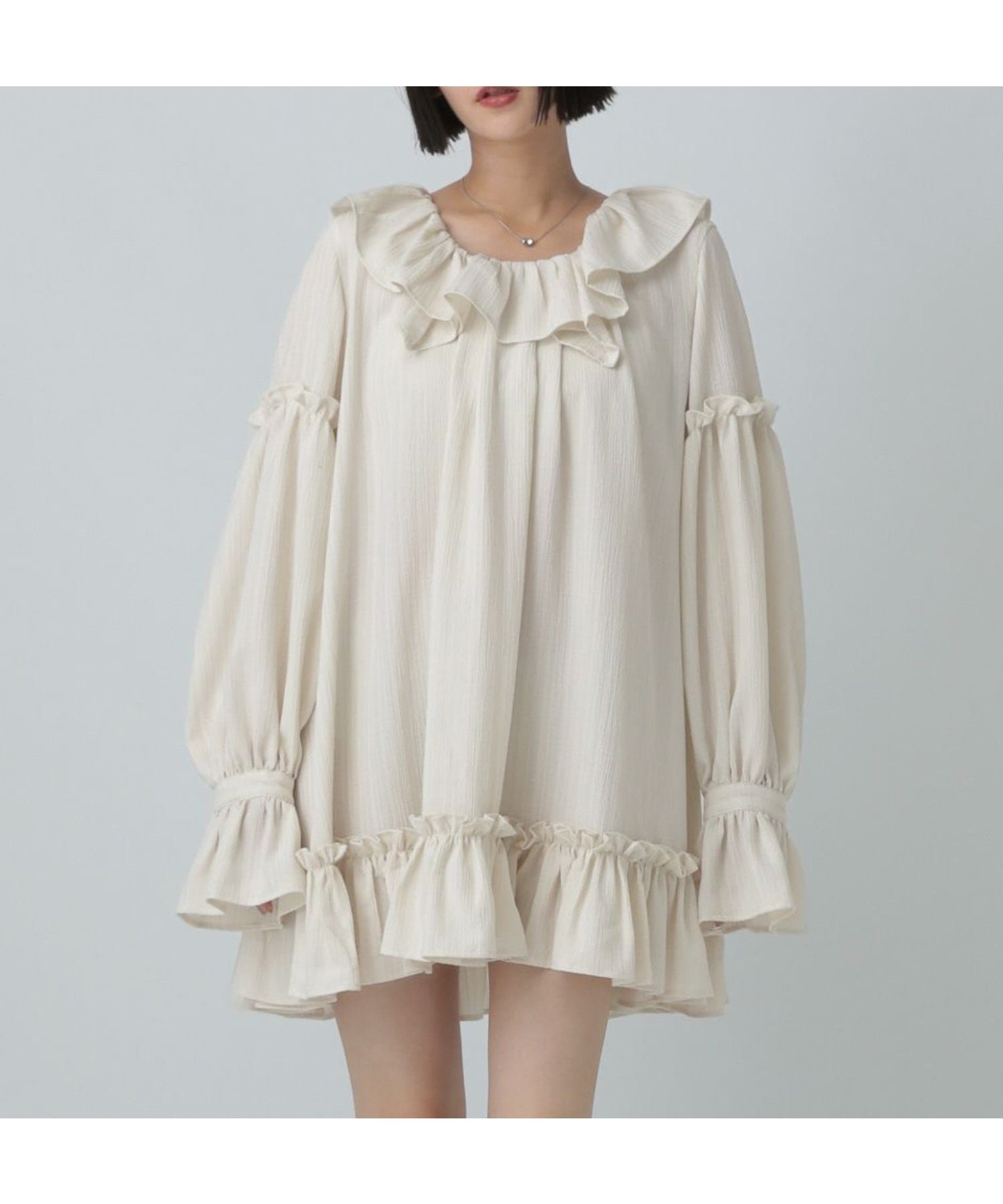 【ローリーズファーム/LOWRYS FARM】のアソートフリルチュニックブラウス インテリア・キッズ・メンズ・レディースファッション・服の通販 founy(ファニー) 　ファッション　Fashion　レディースファッション　Fashion for Women　トップス・カットソー　Cut & Sew Tops　シャツ・ブラウス・オフィスカジュアル　Elegant Blouses & Button-Ups　おすすめ　Recommended / Our Picks　ギャザー　Gathered, Ruffled　チュニック　Tunic, Long Top　トレンド　Trend, Trending Now　フリル　Frill, Ruffle　ボトム　Bottoms, Lower Wear　ワイド　Wide, Wide Fit　アイボリー08|ID: prp329100004631523 ipo3291000000033537167