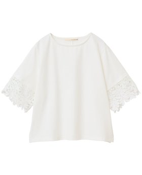 【メルローズ クレール/MELROSE claire】の【ケミカルレース切替スリーブプルオーバー】 人気、トレンドファッション・服の通販 founy(ファニー) ファッション Fashion レディースファッション Fashion for Women トップス・カットソー Cut & Sew Tops カジュアルプルオーバー・ニットトップス Pullovers & Knit Tops / Casual Pullovers おすすめ Recommended / Our Picks ケミカル Chemical, Chemical Wash シンプル Simple, Minimal スリーブ Sleeve, Long Sleeve / Short Sleeve レース Lace, Lace Fabric ビジネス 仕事 通勤 Business / Work / Commuting 切替 Switching, Contrast Panel |ID:prp329100004631570