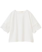 【メルローズ クレール/MELROSE claire】の【ケミカルレース切替スリーブプルオーバー】 人気、トレンドファッション・服の通販 founy(ファニー) ファッション Fashion レディースファッション Fashion for Women トップス・カットソー Cut & Sew Tops カジュアルプルオーバー・ニットトップス Pullovers & Knit Tops / Casual Pullovers おすすめ Recommended / Our Picks ケミカル Chemical, Chemical Wash シンプル Simple, Minimal スリーブ Sleeve, Long Sleeve / Short Sleeve レース Lace, Lace Fabric ビジネス 仕事 通勤 Business / Work / Commuting 切替 Switching, Contrast Panel thumbnail オフホワイト|ID: prp329100004631570 ipo3291000000033326894