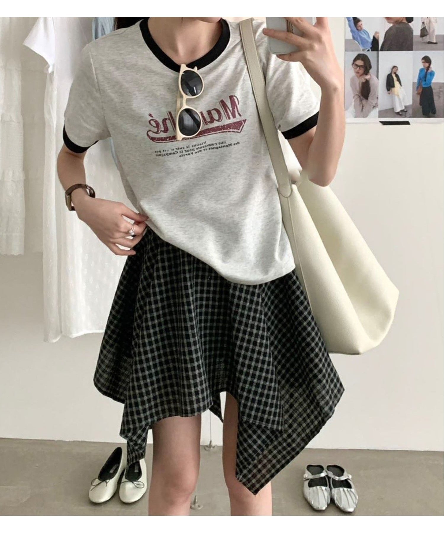【チェルカ/CERCA】のChiina/Chiina / レタリングロゴプリント リンガーTシャツ 人気、トレンドファッション・服の通販 founy(ファニー) 　ファッション　Fashion　レディースファッション　Fashion for Women　トップス・カットソー　Cut & Sew Tops　シャツ・ブラウス・オフィスカジュアル　Elegant Blouses & Button-Ups　ロングTシャツ・Tシャツ　Longline T-Shirts & Tees　おすすめ　Recommended / Our Picks　ショート　Short, Short Length　チェック　Check, Plaid, Tartan　デニム　Denim, Jeans Material　トレンド　Trend, Trending Now　パイピング　Piping, Trim Design　ボトム　Bottoms, Lower Wear　ルーズ　Loose, Oversized　再入荷　Restock / Back in Stock　 other-1|ID: prp329100004631780 ipo3291000000033332453