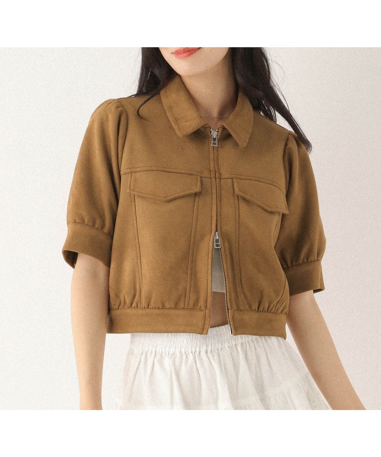 【ヘザー/Heather】のスウェードショート半袖ジャケット インテリア・キッズ・メンズ・レディースファッション・服の通販 founy(ファニー) 　ファッション　Fashion　レディースファッション　Fashion for Women　アウター　Coat / Outerwear Collection　レディースジャケット・軽アウター　Jackets　おすすめ　Recommended / Our Picks　ショート　Short, Short Length　ジャケット　Jacket, Outerwear　ミニスカート　Mini Skirt, Short Skirt　半袖　Short Sleeve, Half Sleeve　キャメル|ID: prp329100004632093 ipo3291000000033401858