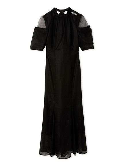 【スナイデル/SNIDEL】のシアーショルダーレースドレス インテリア・キッズ・メンズ・レディースファッション・服の通販 founy(ファニー) 　ファッション　Fashion　レディースファッション　Fashion for Women　ワンピース　Dresses　フォーマル・パーティードレス・結婚式用ドレス　Elegant & Casual Dresses　ウェーブ　Wavy Pattern　エレガント 上品　Elegant　今季　This Season, Current Season　チュール　Tulip, Tulip Motif　デコルテ　Décolleté, Neckline　ドット　Polka Dot, Dot Pattern　ドレス　Dress, One-Piece　フレア　Flare, Flared　無地　Plain, Solid Color　レース　Lace, Lace Fabric　ロマンティック　Romantic, Feminine Style　おすすめ　Recommended / Our Picks　BLK[009]|ID: prp329100004632279 ipo3291000000033336264