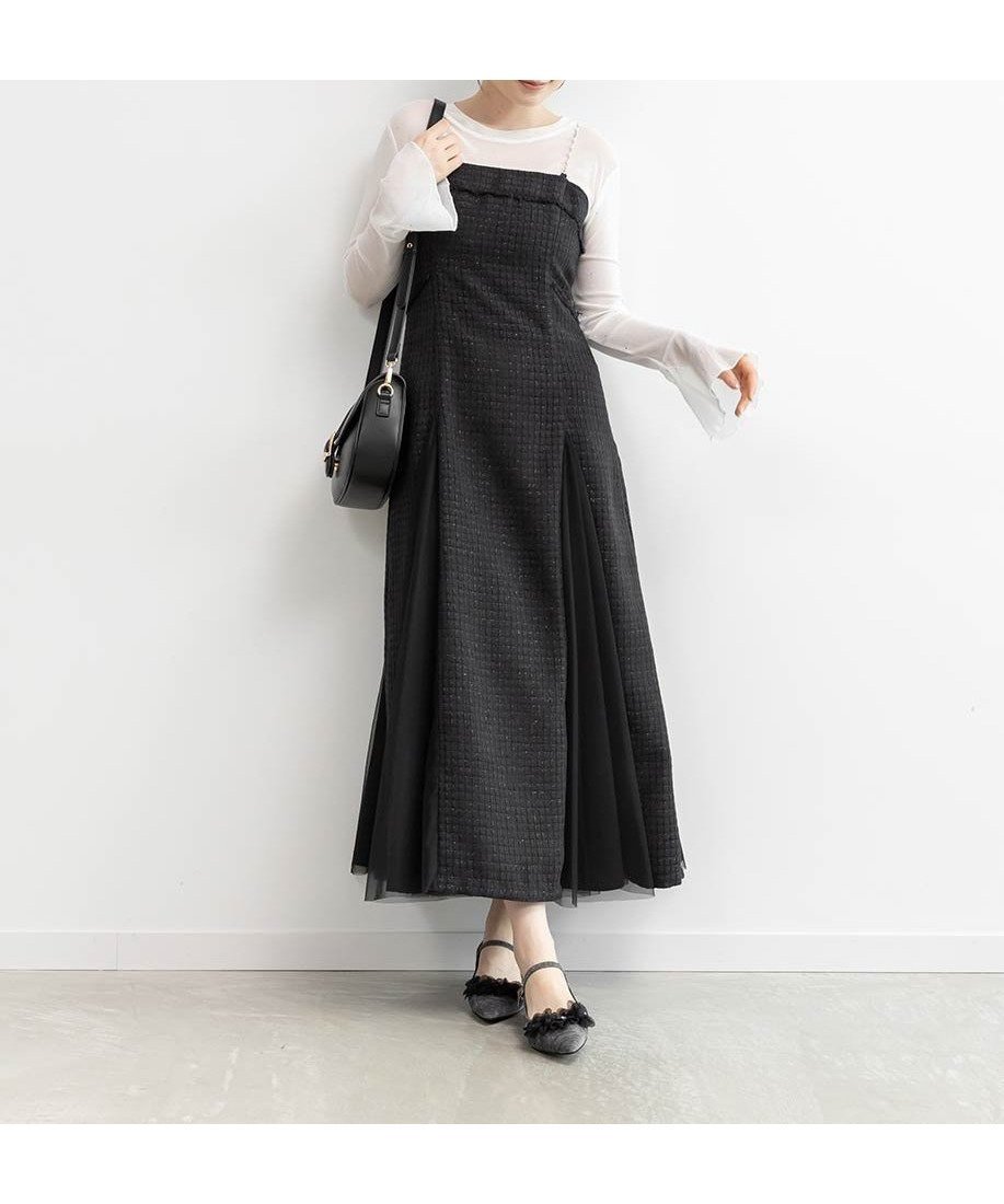 【ランダ/RANDA】の2WAYストラップビスチェワンピース インテリア・キッズ・メンズ・レディースファッション・服の通販 founy(ファニー) 　ファッション　Fashion　レディースファッション　Fashion for Women　ワンピース　Dresses　インナー　Innerwear　キャミワンピース　Cami Dress, Slip Dress　コンパクト　Compact, Small Size　シューズ　Shoes, Footwear　チュール　Tulip, Tulip Motif　ツイード　Twill, Twill Weave　パール　Pearl, Pearl Accent　フェミニン　Feminine, Girly　BLACK|ID: prp329100004632282 ipo3291000000033425364
