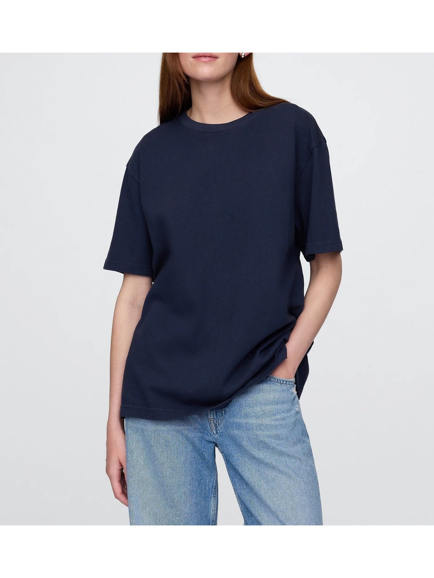 【ギャップ/GAP】のヘビーウェイト オリジナルTシャツ インテリア・キッズ・メンズ・レディースファッション・服の通販 founy(ファニー) 　ファッション　Fashion　レディースファッション　Fashion for Women　トップス・カットソー　Cut & Sew Tops　シャツ・ブラウス・オフィスカジュアル　Elegant Blouses & Button-Ups　ロングTシャツ・Tシャツ　Longline T-Shirts & Tees　半袖　Short Sleeve, Half Sleeve　NAVY_UNIFORM|ID: prp329100004632283 ipo3291000000033623794