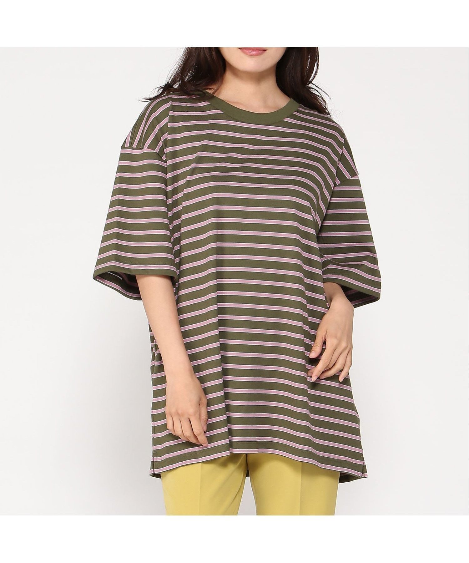 【ギャップ/GAP】のヘビーウェイト オリジナルTシャツ インテリア・キッズ・メンズ・レディースファッション・服の通販 founy(ファニー) 　ファッション　Fashion　レディースファッション　Fashion for Women　トップス・カットソー　Cut & Sew Tops　シャツ・ブラウス・オフィスカジュアル　Elegant Blouses & Button-Ups　ロングTシャツ・Tシャツ　Longline T-Shirts & Tees　半袖　Short Sleeve, Half Sleeve　OLIVE_STRIPE|ID: prp329100004632283 ipo3291000000033623803