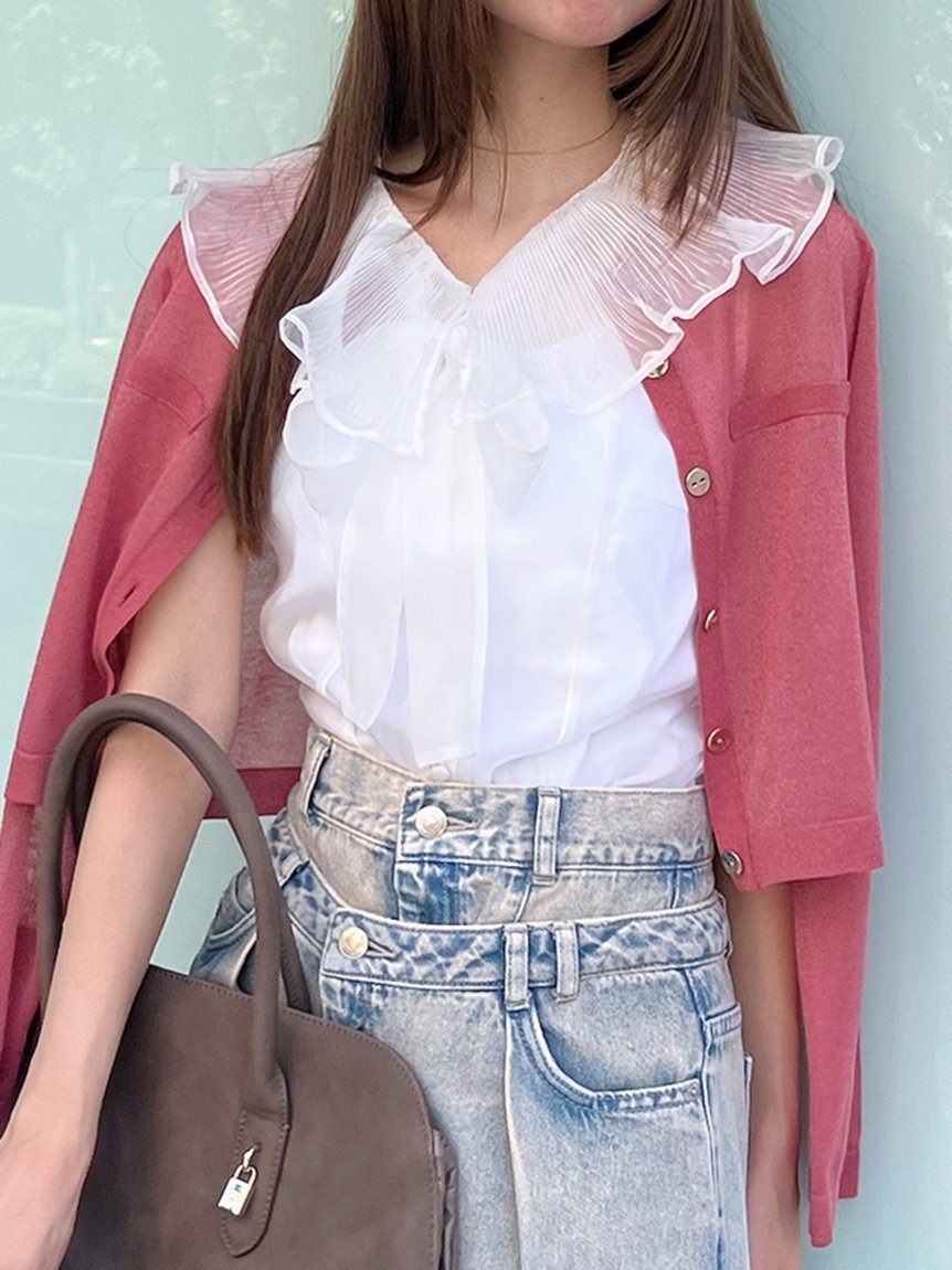 【スナイデル/SNIDEL】のSustainableメタルボタンシアーカーディガン インテリア・キッズ・メンズ・レディースファッション・服の通販 founy(ファニー) 　ファッション　Fashion　レディースファッション　Fashion for Women　トップス・カットソー　Cut & Sew Tops　カーディガン・羽織り　Layered Style Cardigans　アンサンブル　Ensemble Set　インナー　Innerwear　ウェーブ　Wavy Pattern　カーディガン　Cardigan, Knitwear　シアー　Sheer, See-Through　ストレート　Straight, Straight Cut　ベーシック　Basic, Essential　ポケット　Pocket, Pocket Detail　ミックス　Mix, Mixed Style　メタル　Metal, Metal Parts　無地　Plain, Solid Color　おすすめ　Recommended / Our Picks　エレガント 上品　Elegant　PNK[066]|ID: prp329100004632287 ipo3291000000033336316