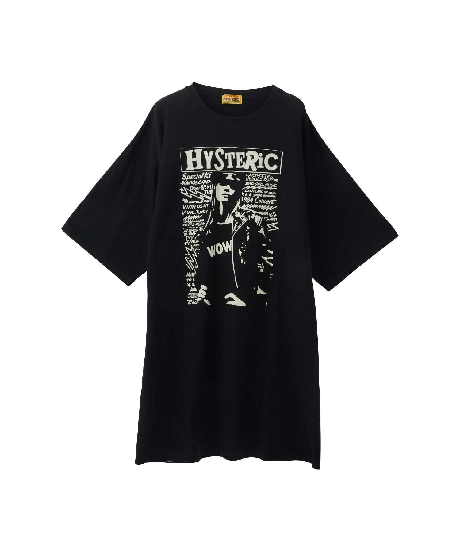 【ヒステリックグラマー/HYSTERIC GLAMOUR】のWOW GIRL ワンピース インテリア・キッズ・メンズ・レディースファッション・服の通販 founy(ファニー) 　ファッション　Fashion　レディースファッション　Fashion for Women　ワンピース　Dresses　グラフィック　Graphic, Graphic Design　ブラック|ID: prp329100004632334 ipo3291000000033427686
