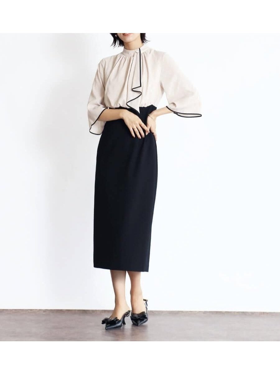【ヴァン/Vin】のジャガードコンビワンピース 人気、トレンドファッション・服の通販 founy(ファニー) 　ファッション　Fashion　レディースファッション　Fashion for Women　ワンピース　Dresses　エレガント 上品　Elegant　コンビ　Combo, Combination Style　ジョーゼット　Georgette, Semi-Sheer Fabric　スカーフ　Scarf, Neckwear　ドレープ　Drape, Draping Fabric　フィット　Fit, Slim Fit　ペンシル　Pencil, Pencil Skirt　 other-1|ID: prp329100004632339 ipo3291000000033427349