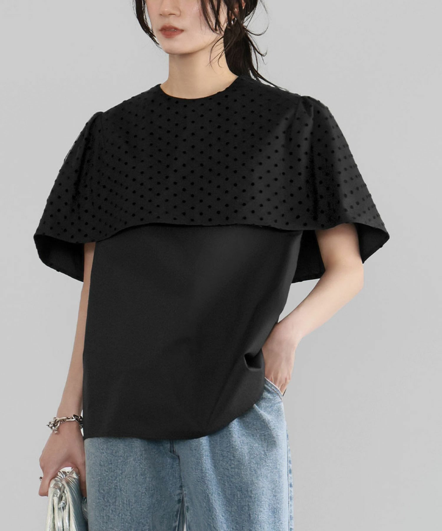 【ガール/GIRL】のドットチュールケープブラウス 人気、トレンドファッション・服の通販 founy(ファニー) 　ファッション　Fashion　レディースファッション　Fashion for Women　トップス・カットソー　Cut & Sew Tops　シャツ・ブラウス・オフィスカジュアル　Elegant Blouses & Button-Ups　ドット　Polka Dot, Dot Pattern　バランス　Balance, Style Balance　 other-1|ID: prp329100004632372 ipo3291000000033550899