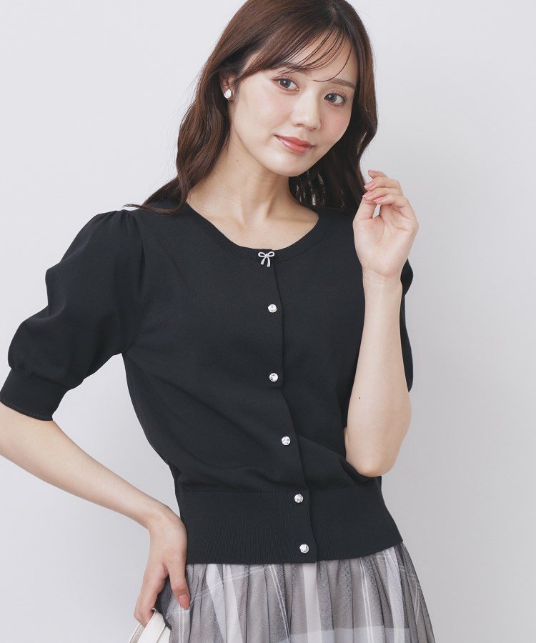 【インデックス/INDEX】のクルーネック半袖カーディガン【洗濯機洗い可/抗ピル/UVケア】 人気、トレンドファッション・服の通販 founy(ファニー) 　ファッション　Fashion　レディースファッション　Fashion for Women　トップス・カットソー　Cut & Sew Tops　カーディガン・羽織り　Layered Style Cardigans　カーディガン　Cardigan, Knitwear　シンプル　Simple, Minimal　スリーブ　Sleeve, Long Sleeve / Short Sleeve　リボン　Ribbon, Bow　エレガント 上品　Elegant　半袖　Short Sleeve, Half Sleeve　夏　Summer　春　Spring　S/S・春夏　SS, Spring/Summer, Warm Season　 other-1|ID: prp329100004632437 ipo3291000000033626225