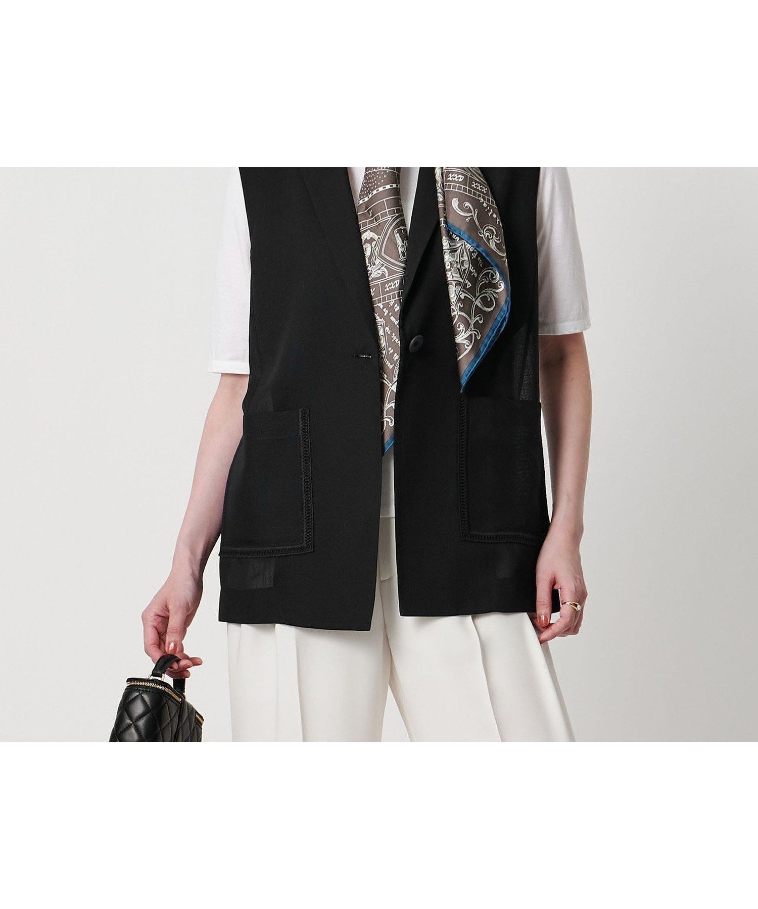 【ユナイテッドアローズ/UNITED ARROWS】のSpiree asami ベスト -防シワ ウォッシャブル- インテリア・キッズ・メンズ・レディースファッション・服の通販 founy(ファニー) 　ファッション　Fashion　レディースファッション　Fashion for Women　アウター　Coat / Outerwear Collection　トップス・カットソー　Cut & Sew Tops　ベスト&ジレ / 重ね着スタイル　Vests & Gilets　おすすめ　Recommended / Our Picks　インナー　Innerwear　ウォッシャブル　Machine Washable　セットアップ　Set-Up, Coordinated Outfit　パッチ　Patch, Appliqué　ベスト　Vest, Waistcoat　ポケット　Pocket, Pocket Detail　ミックス　Mix, Mixed Style　レース　Lace, Lace Fabric　エレガント 上品　Elegant　夏　Summer　BLACK|ID: prp329100004632528 ipo3291000000033339073