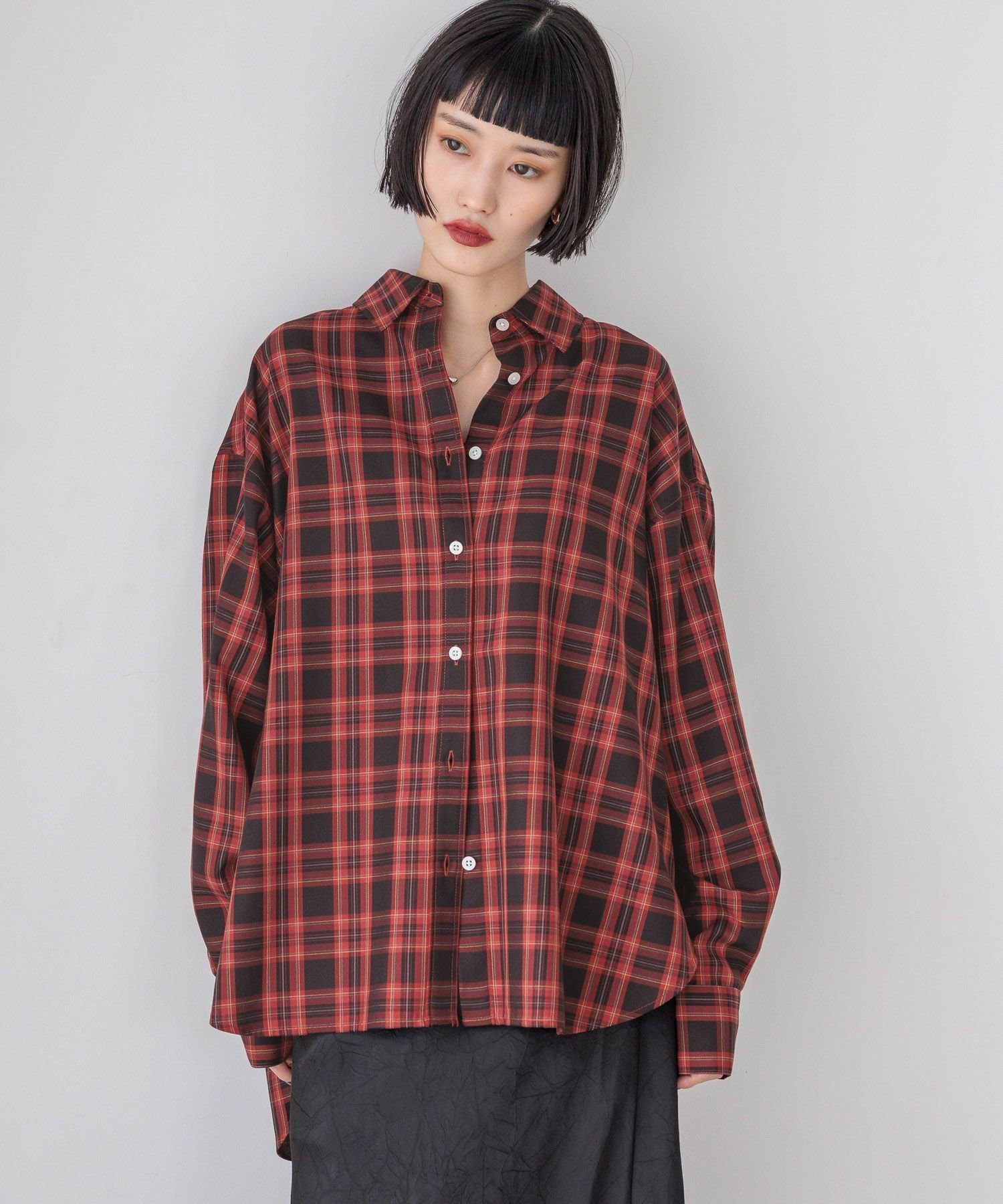 【ローリーズファーム/LOWRYS FARM】のアソートチェックBIGシャツ インテリア・キッズ・メンズ・レディースファッション・服の通販 founy(ファニー) 　ファッション　Fashion　レディースファッション　Fashion for Women　トップス・カットソー　Cut & Sew Tops　シャツ・ブラウス・オフィスカジュアル　Elegant Blouses & Button-Ups　チェック　Check, Plaid, Tartan　ビスチェ　Bustier, Corset Top　ラップ　Wrap, Wrap Design　レギュラー　Regular, Standard Fit　夏　Summer　レッドタータンチェック|ID: prp329100004632988 ipo3291000000033437387