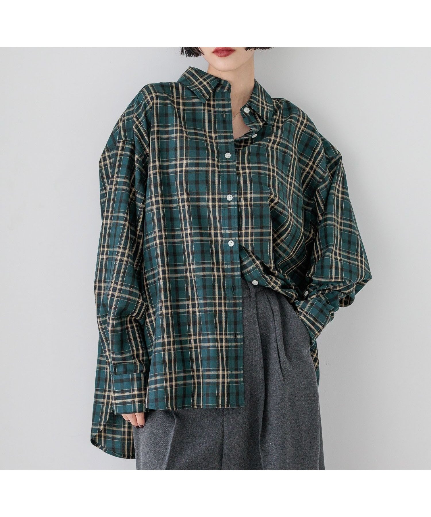【ローリーズファーム/LOWRYS FARM】のアソートチェックBIGシャツ インテリア・キッズ・メンズ・レディースファッション・服の通販 founy(ファニー) 　ファッション　Fashion　レディースファッション　Fashion for Women　トップス・カットソー　Cut & Sew Tops　シャツ・ブラウス・オフィスカジュアル　Elegant Blouses & Button-Ups　チェック　Check, Plaid, Tartan　ビスチェ　Bustier, Corset Top　ラップ　Wrap, Wrap Design　レギュラー　Regular, Standard Fit　夏　Summer　グリーンタータンチェック|ID: prp329100004632988 ipo3291000000033437389