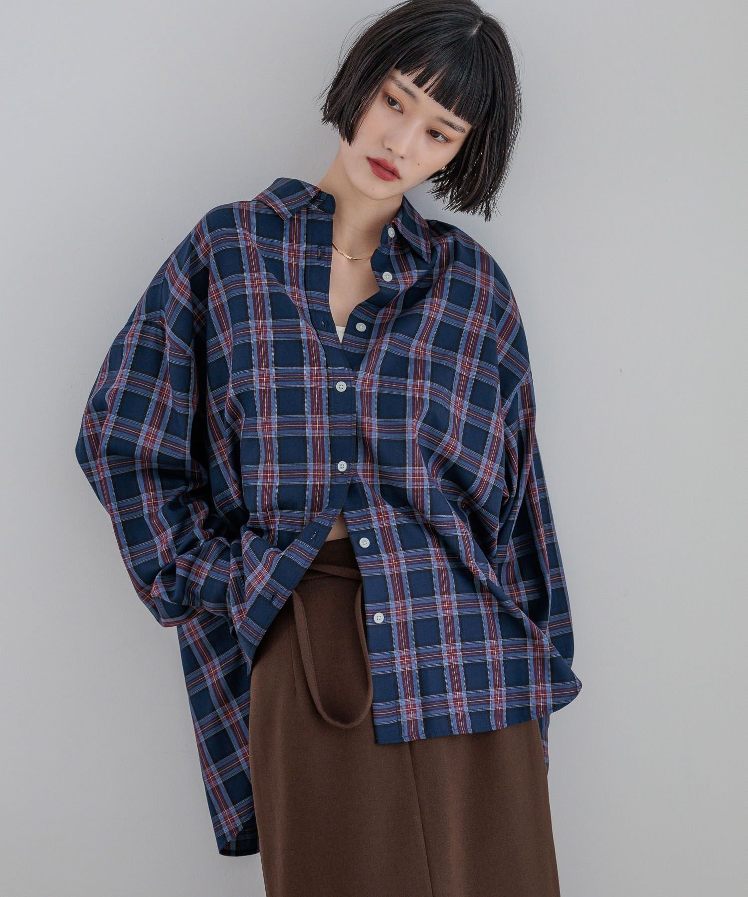 【ローリーズファーム/LOWRYS FARM】のアソートチェックBIGシャツ インテリア・キッズ・メンズ・レディースファッション・服の通販 founy(ファニー) 　ファッション　Fashion　レディースファッション　Fashion for Women　トップス・カットソー　Cut & Sew Tops　シャツ・ブラウス・オフィスカジュアル　Elegant Blouses & Button-Ups　チェック　Check, Plaid, Tartan　ビスチェ　Bustier, Corset Top　ラップ　Wrap, Wrap Design　レギュラー　Regular, Standard Fit　夏　Summer　ブルータータンチェック|ID: prp329100004632988 ipo3291000000033437391