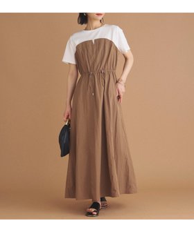 【ドゥ アルシーヴ/Doux archives】のカットドッキングドロストワンピース 人気、トレンドファッション・服の通販 founy(ファニー) ファッション Fashion レディースファッション Fashion for Women ワンピース Dresses ギャザー Gathered, Ruffled ドローコード Drawcord, Drawstring Cord 切替 Switching, Contrast Panel 羽織 Haori, Light Jacket |ID:prp329100004633222