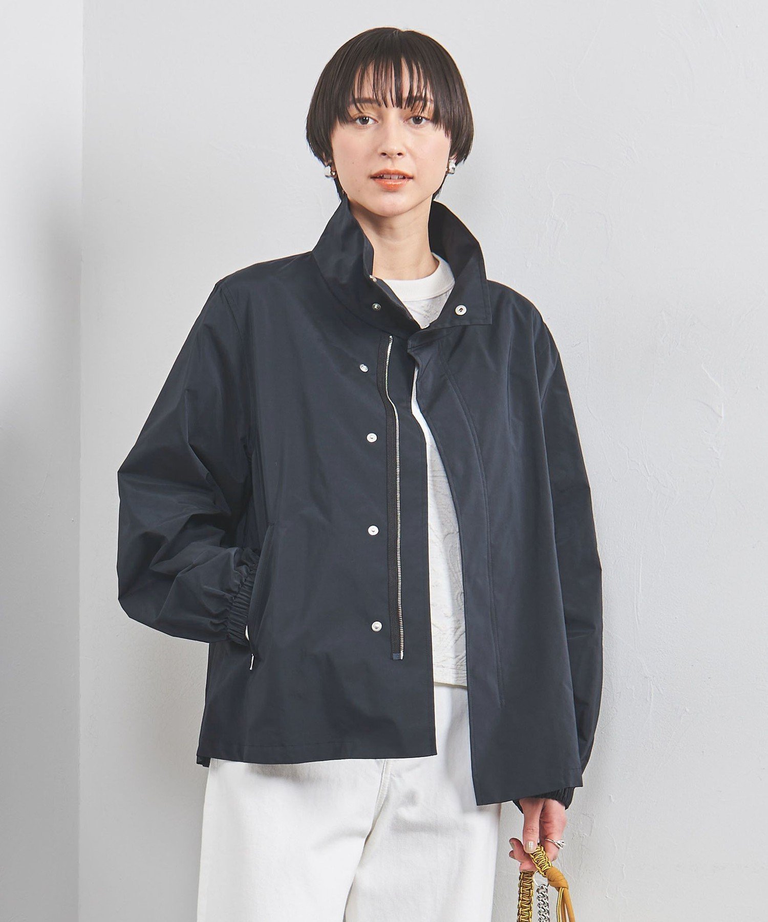 【ユナイテッドアローズ/UNITED ARROWS】のタフタ スタンドカラー ブルゾン インテリア・キッズ・メンズ・レディースファッション・服の通販 founy(ファニー) 　ファッション　Fashion　レディースファッション　Fashion for Women　アウター　Coat / Outerwear Collection　ブルゾンジャケット・スポーティアウター　Blouson Jackets　スタンド　Stand Collar, Upright Stand　タフタ　Taffeta, Structured Fabric　テーパード　Tapered, Tapered Pants　フレア　Flare, Flared　ブルゾン　Blouson, Bomber Jacket　プリーツ　Pleats, Pleated　ボックス　Boxy, Box Shape　ボトム　Bottoms, Lower Wear　ミドル　Middle Length, Mid Height　ワイド　Wide, Wide Fit　BLACK|ID: prp329100004633250 ipo3291000000033349609