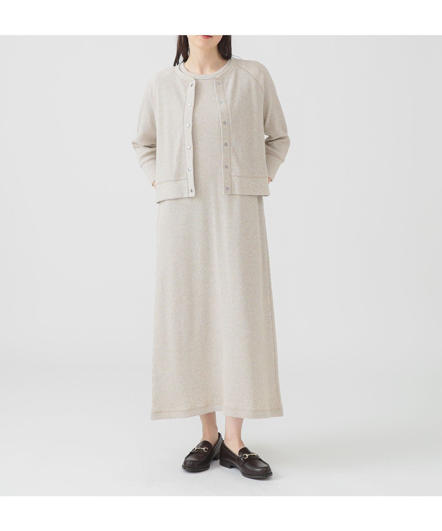 【ビーミングライフストアバイビームス/B:MING LIFE STORE by BEAMS】の【セットアイテム】カーディガン * ワンピース セットアップ インテリア・キッズ・メンズ・レディースファッション・服の通販 founy(ファニー) 　ファッション　Fashion　レディースファッション　Fashion for Women　ワンピース　Dresses　カーディガン　Cardigan, Knitwear　シンプル　Simple, Minimal　ストレート　Straight, Straight Cut　スリーブ　Sleeve, Long Sleeve / Short Sleeve　セットアップ　Set-Up, Coordinated Outfit　テレコ　Ribbed, Rib Stitch　ドット　Polka Dot, Dot Pattern　ノースリーブ　Sleeveless, No-Sleeve　リラックス　Relax, Relaxed Fit　ECRU|ID: prp329100004633256 ipo3291000000033427039