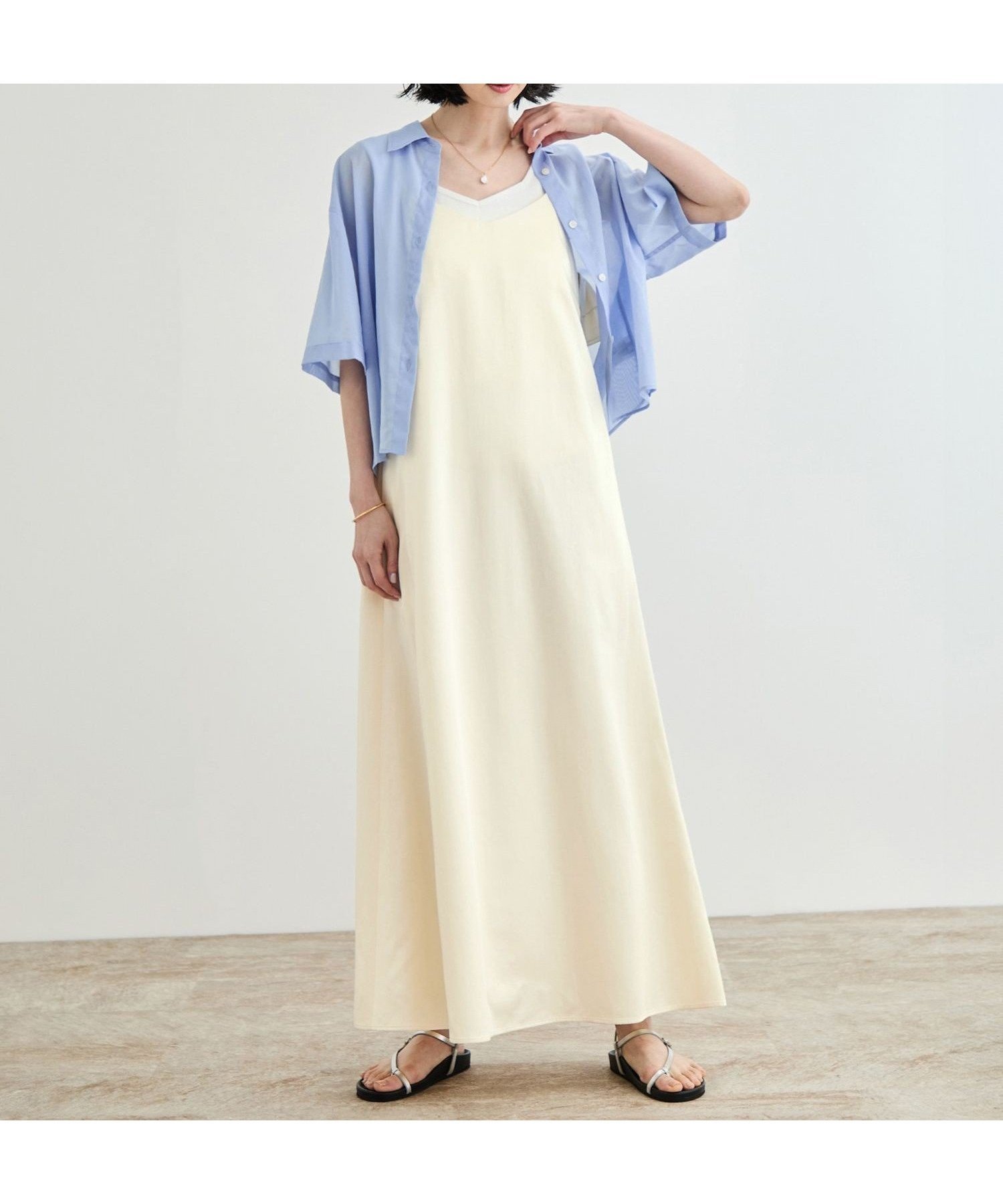 【ロペ/ROPE'】の【洗える】シャイニーサテンキャミワンピース インテリア・キッズ・メンズ・レディースファッション・服の通販 founy(ファニー) 　ファッション　Fashion　レディースファッション　Fashion for Women　ワンピース　Dresses　キャミソールワンピース　Camisole Dresses　おすすめ　Recommended / Our Picks　インナー　Innerwear　キャミソール　Camisole, Spaghetti Strap Top　サテン　Satin, Glossy Fabric　ドレス　Dress, One-Piece　ドレープ　Drape, Draping Fabric　フェミニン　Feminine, Girly　フリル　Frill, Ruffle　ブライト　Bright, Shiny　ポケット　Pocket, Pocket Detail　洗える　Machine Washable　オフホワイト(15)|ID: prp329100004633261 ipo3291000000033427079