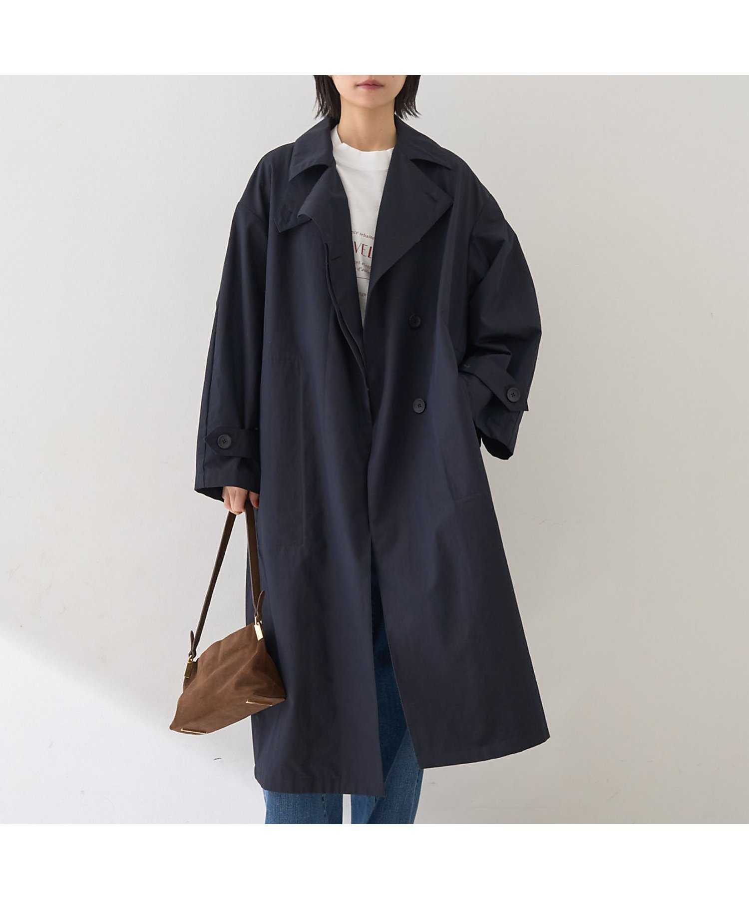 【ルージュヴィフラクレ/Rouge vif la cle】の撥水フォルムステンカラーコート インテリア・キッズ・メンズ・レディースファッション・服の通販 founy(ファニー) 　ファッション　Fashion　レディースファッション　Fashion for Women　アウター　Coat / Outerwear Collection　コート・ロングコート・ピーコート　Long Coats, Peacoats & More　スタンド　Stand Collar, Upright Stand　トレーナー　Sweatshirt, Trainer　リラックス　Relax, Relaxed Fit　秋　Autumn　ネイビー|ID: prp329100004633350 ipo3291000000033351408