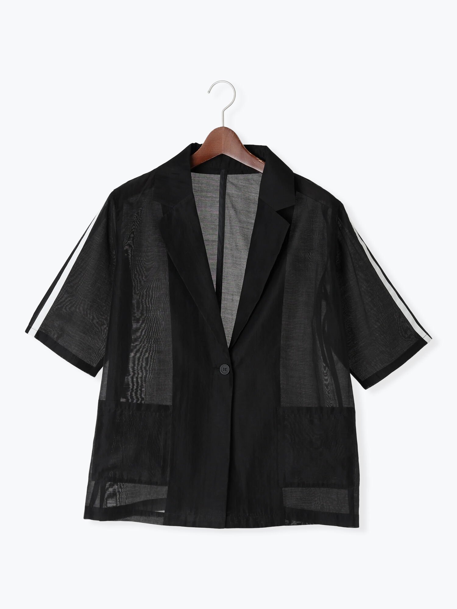 【テチチ/Te chichi】のライン入りシアージャケット インテリア・キッズ・メンズ・レディースファッション・服の通販 founy(ファニー) 　ファッション　Fashion　レディースファッション　Fashion for Women　アウター　Coat / Outerwear Collection　レディースジャケット・軽アウター　Jackets　おすすめ　Recommended / Our Picks　シアー　Sheer, See-Through　ジャケット　Jacket, Outerwear　スリーブ　Sleeve, Long Sleeve / Short Sleeve　タンク　Tank Top, Sleeveless Top　ブラック|ID: prp329100004633408 ipo3291000000033586600