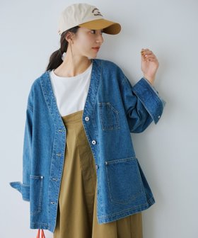 【スタディオ クリップ/studio CLIP】のVネックデニムカバーオール《CLIP denim》 人気、トレンドファッション・服の通販 founy(ファニー) ファッション Fashion レディースファッション Fashion for Women トップス・カットソー Cut & Sew Tops Vネックトップス V-Neck Tops / V-Cut Neckline Shirts おすすめ Recommended / Our Picks カーディガン Cardigan, Knitwear ジーンズ Jeans, Denim Pants セットアップ Set-Up, Coordinated Outfit デニム Denim, Jeans Material ハイネック High Neck, Mock Neck フリル Frill, Ruffle |ID:prp329100004633410