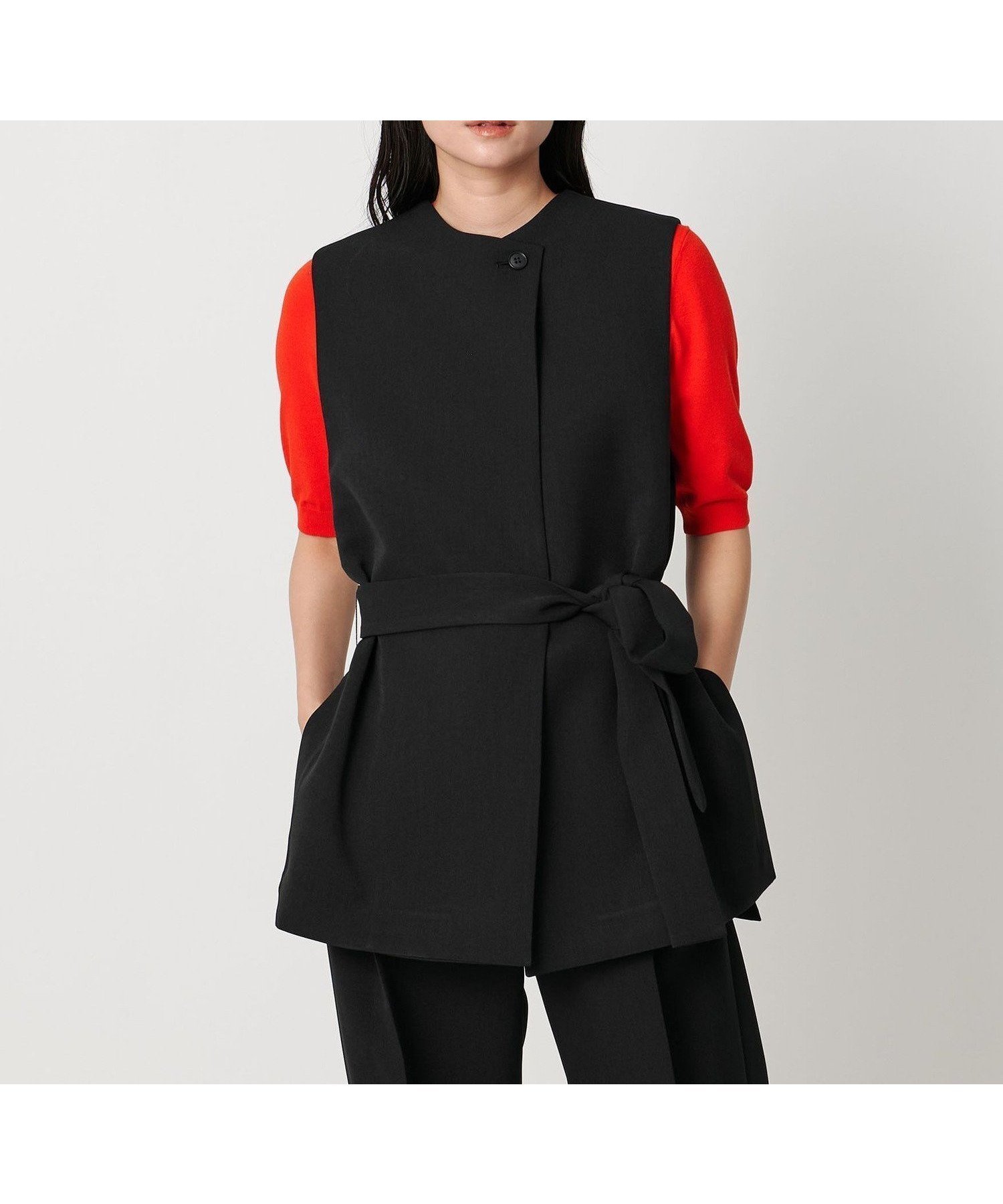 【ユナイテッドアローズ/UNITED ARROWS】のMARW UNITED ARROWS ウエスト ベルト ジレ インテリア・キッズ・メンズ・レディースファッション・服の通販 founy(ファニー) 　ファッション　Fashion　レディースファッション　Fashion for Women　アウター　Coat / Outerwear Collection　トップス・カットソー　Cut & Sew Tops　ベスト&ジレ / 重ね着スタイル　Vests & Gilets　ベルト&ウエストマーク　Belts & Waist Accessories　定番　Standard, Basic Item　人気　Popular, Best Seller　ポケット　Pocket, Pocket Detail　ビジネス 仕事 通勤　Business / Work / Commuting　BLACK|ID: prp329100004633474 ipo3291000000033352996