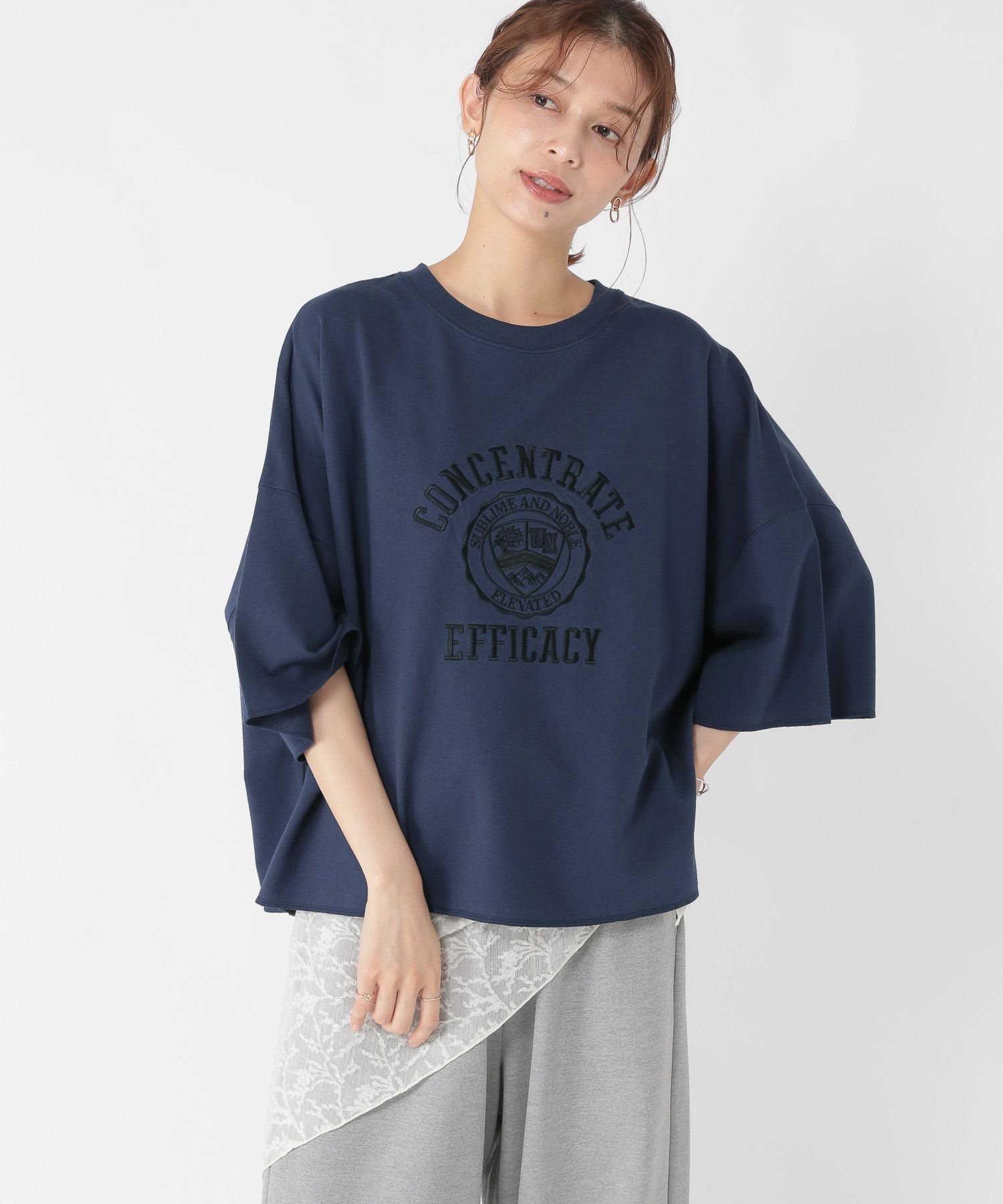 【スタディオ クリップ/studio CLIP】のミニ裏毛ロゴ刺繍ハーフスリーブプルオーバー 人気、トレンドファッション・服の通販 founy(ファニー) 　ファッション　Fashion　レディースファッション　Fashion for Women　トップス・カットソー　Cut & Sew Tops　カジュアルプルオーバー・ニットトップス　Pullovers & Knit Tops / Casual Pullovers　カットソー　Cut and Sewn Top　トレンド　Trend, Trending Now　バランス　Balance, Style Balance　ボトム　Bottoms, Lower Wear　レース　Lace, Lace Fabric　半袖　Short Sleeve, Half Sleeve　 other-1|ID: prp329100004633481 ipo3291000000033669596