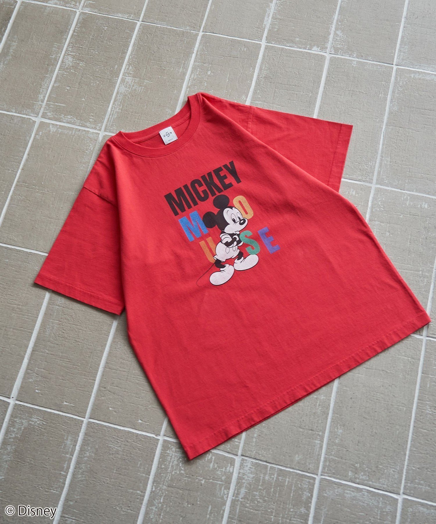 【コーエン/COEN】の【MICKEY(ミッキー) / 別注】アソートカラフルロゴプリントユニTシャツ インテリア・キッズ・メンズ・レディースファッション・服の通販 founy(ファニー) 　ファッション　Fashion　レディースファッション　Fashion for Women　トップス・カットソー　Cut & Sew Tops　シャツ・ブラウス・オフィスカジュアル　Elegant Blouses & Button-Ups　ロングTシャツ・Tシャツ　Longline T-Shirts & Tees　カラフル　Colorful Design　コンパクト　Compact, Small Size　シンプル　Simple, Minimal　パターン　Pattern, Design Print　フレア　Flare, Flared　プリント　Print, Printed Pattern　ベーシック　Basic, Essential　別注　Limited Edition, Custom Order　RED|ID: prp329100004633526 ipo3291000000033500553