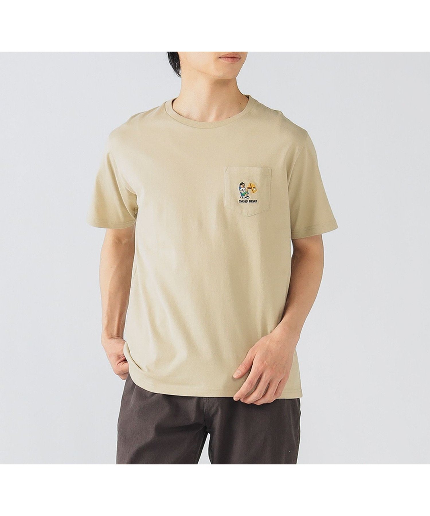 【ビームス ハート/BEAMS HEART】のキャンプ ベアー ポケットTシャツ インテリア・キッズ・メンズ・レディースファッション・服の通販 founy(ファニー) 　ファッション　Fashion　レディースファッション　Fashion for Women　トップス・カットソー　Cut & Sew Tops　シャツ・ブラウス・オフィスカジュアル　Elegant Blouses & Button-Ups　ロングTシャツ・Tシャツ　Longline T-Shirts & Tees　インナー　Innerwear　フィット　Fit, Slim Fit　ベーシック　Basic, Essential　ポケット　Pocket, Pocket Detail　レギュラー　Regular, Standard Fit　ワイド　Wide, Wide Fit　BEIGE|ID: prp329100004633533 ipo3291000000033469719