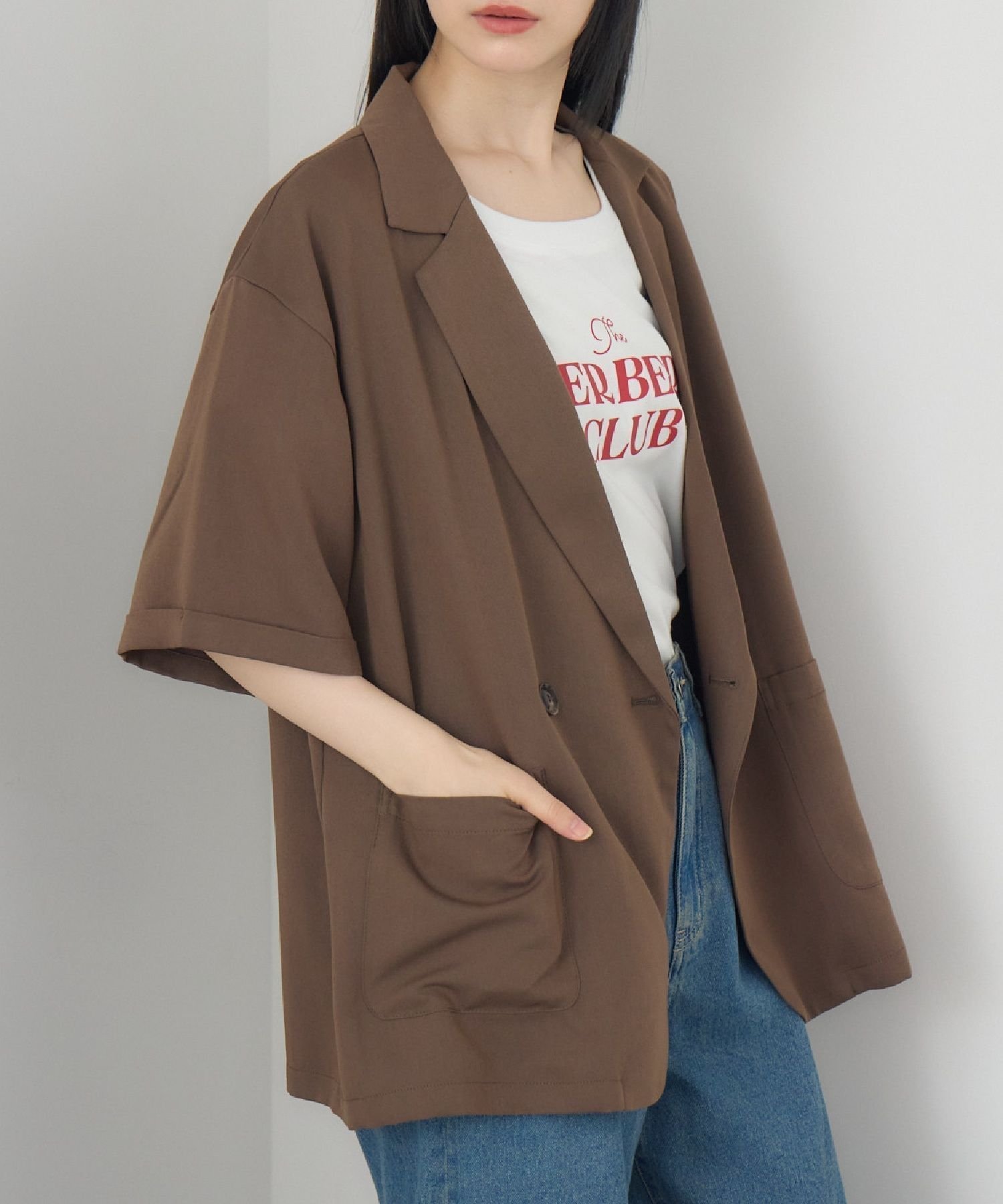 【レトロガール/RETRO GIRL】のダブルテーラードJK インテリア・キッズ・メンズ・レディースファッション・服の通販 founy(ファニー) 　ファッション　Fashion　レディースファッション　Fashion for Women　おすすめ　Recommended / Our Picks　インナー　Innerwear　ジャケット　Jacket, Outerwear　ダブル　Double, Double-Breasted　トレンド　Trend, Trending Now　プチプライス・低価格　Affordable / Budget Price　ベーシック　Basic, Essential　エレガント 上品　Elegant　夏　Summer　ダークブラウン|ID: prp329100004633973 ipo3291000000033361860
