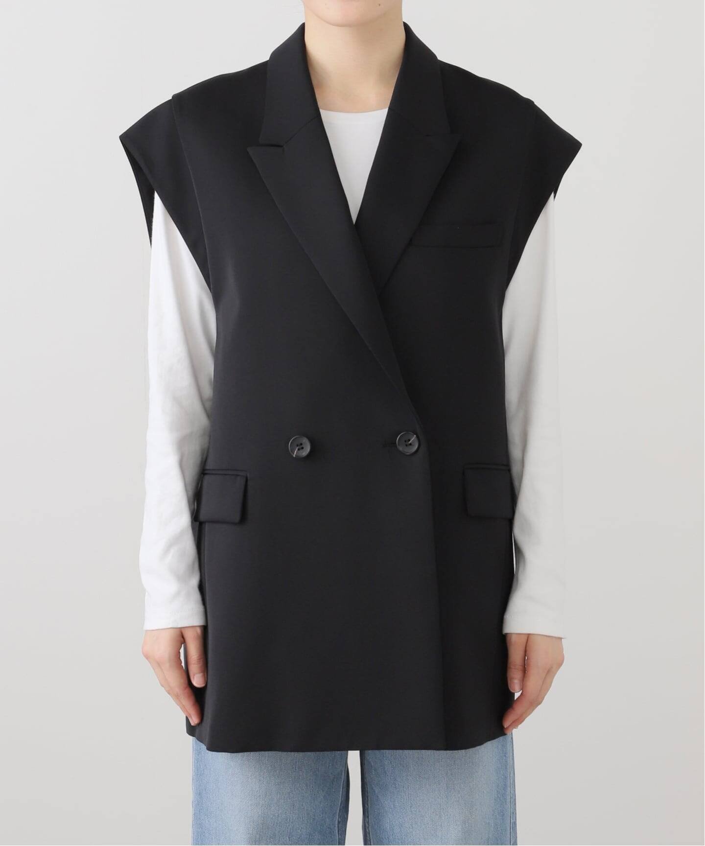 【イエナ/IENA】のT/W フレンチスリーブジャケット インテリア・キッズ・メンズ・レディースファッション・服の通販 founy(ファニー) 　ファッション　Fashion　レディースファッション　Fashion for Women　アウター　Coat / Outerwear Collection　レディースジャケット・軽アウター　Jackets　2025年　2025　2025-2026秋冬・A/W　Autumn/Winter 2025–26 AW25–26　ジャケット　Jacket, Outerwear　スリーブ　Sleeve, Long Sleeve / Short Sleeve　タンク　Tank Top, Sleeveless Top　ダブル　Double, Double-Breasted　ノースリーブ　Sleeveless, No-Sleeve　フレンチ　French, French Style　ブラック|ID: prp329100004633977 ipo3291000000033361881