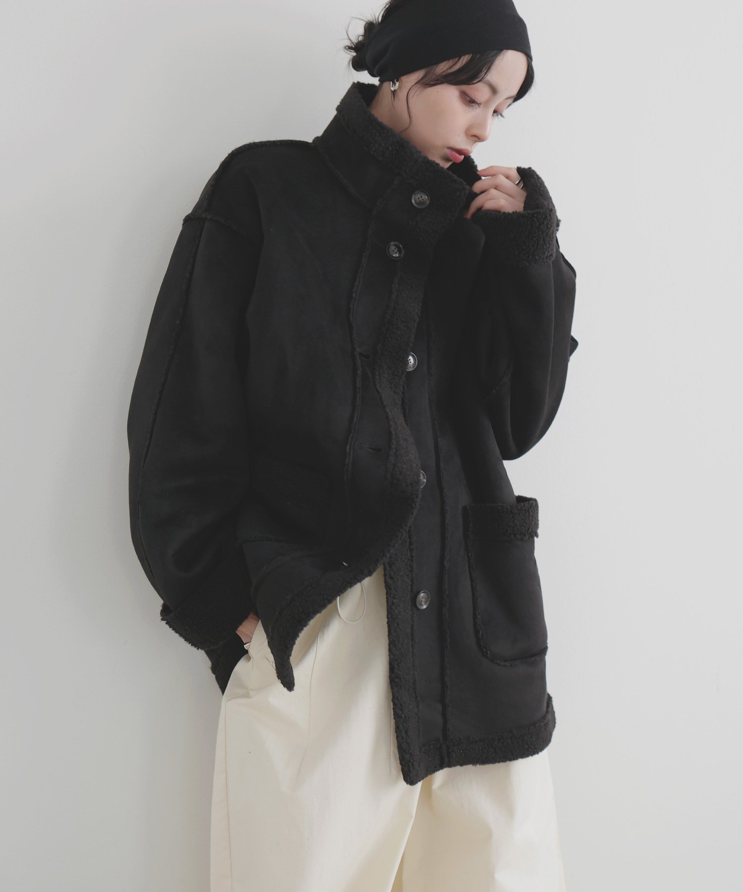 【リアン/Lian】のムートンボアミドルコート インテリア・キッズ・メンズ・レディースファッション・服の通販 founy(ファニー) 　ファッション　Fashion　レディースファッション　Fashion for Women　アウター　Coat / Outerwear Collection　コート・ロングコート・ピーコート　Long Coats, Peacoats & More　フェイクムートン　Faux Shearling, Faux Mouton　冬　Winter / This Winter　ブラック|ID: prp329100004634015 ipo3291000000033570329