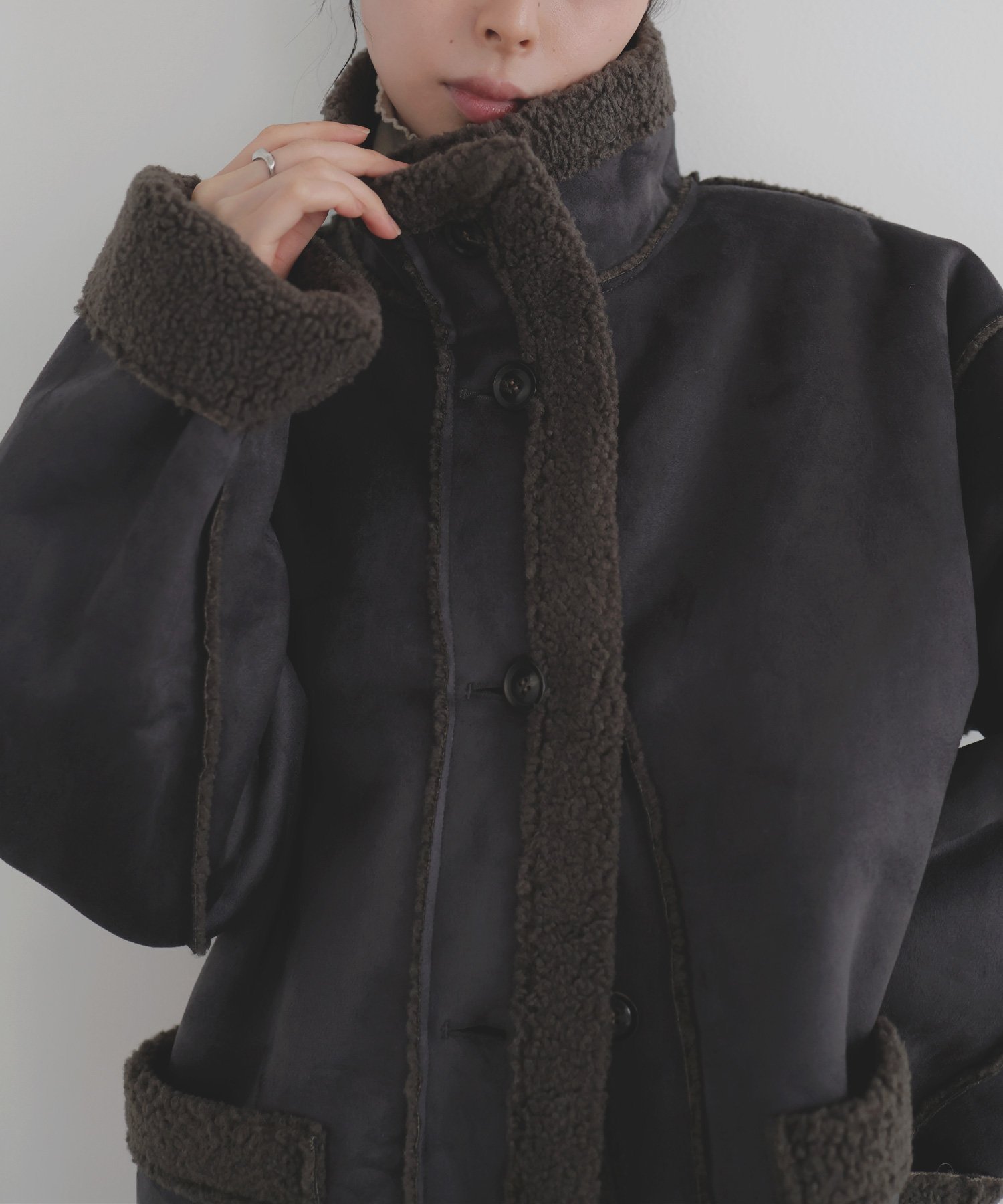 【リアン/Lian】のムートンボアミドルコート インテリア・キッズ・メンズ・レディースファッション・服の通販 founy(ファニー) 　ファッション　Fashion　レディースファッション　Fashion for Women　アウター　Coat / Outerwear Collection　コート・ロングコート・ピーコート　Long Coats, Peacoats & More　フェイクムートン　Faux Shearling, Faux Mouton　冬　Winter / This Winter　チャコールグレー|ID: prp329100004634015 ipo3291000000034771814