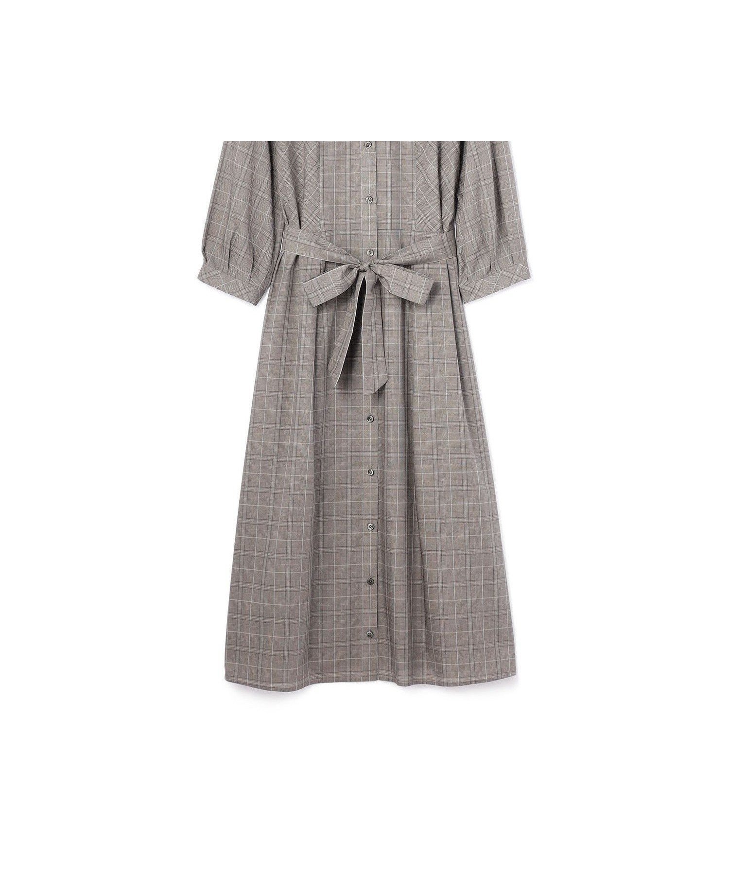 【スキャパ/SCAPA】のライトグレンチェックワンピース インテリア・キッズ・メンズ・レディースファッション・服の通販 founy(ファニー) 　ファッション　Fashion　レディースファッション　Fashion for Women　ワンピース　Dresses　スリーブ　Sleeve, Long Sleeve / Short Sleeve　ダウン　Down, Puffer　チェック　Check, Plaid, Tartan　リボン　Ribbon, Bow　エレガント 上品　Elegant　ブラウン|ID: prp329100004634121 ipo3291000000033363592