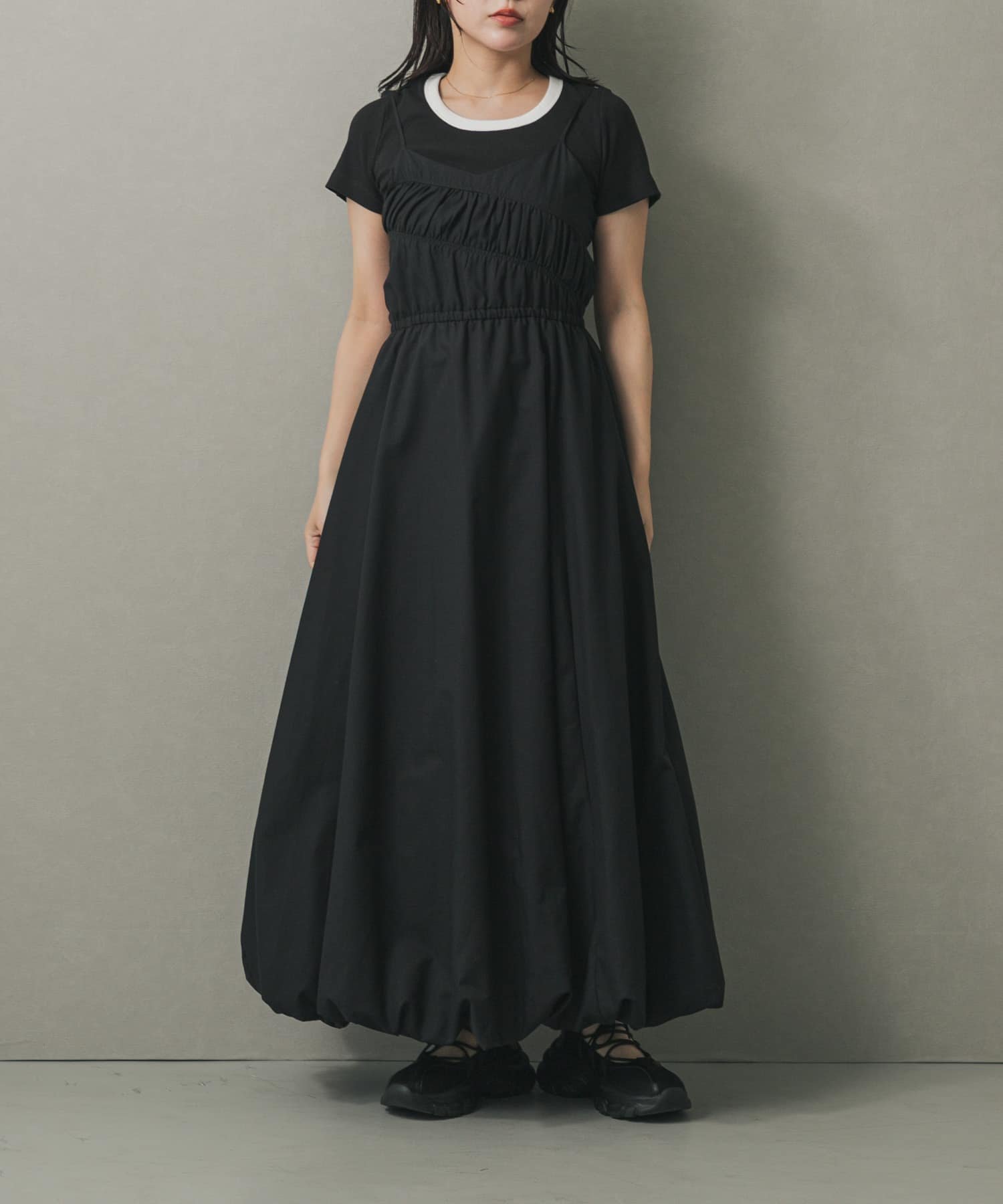 【センスオブプレイス/SENSE OF PLACE by URBAN RESEARCH】のバルーンキャミワンピース インテリア・キッズ・メンズ・レディースファッション・服の通販 founy(ファニー) 　ファッション　Fashion　レディースファッション　Fashion for Women　ワンピース　Dresses　キャミソールワンピース　Camisole Dresses　ギャザー　Gathered, Ruffled　バルーン　Balloon, Balloon Silhouette　夏　Summer　BLACK|ID: prp329100004634160 ipo3291000000033546758